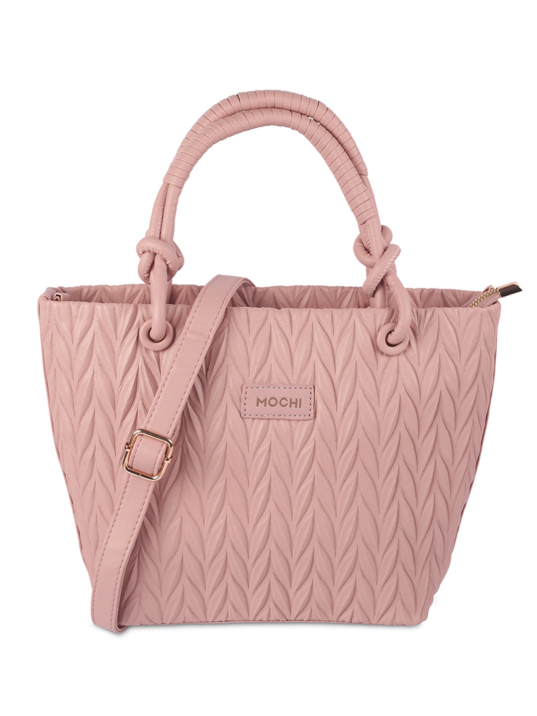 

Mochi Structured Handheld Bag with Cut Work, Pink