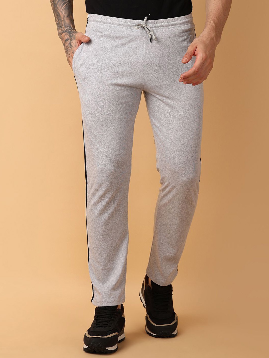 

V-Mart Men Mid Rise Track Pants, Grey melange