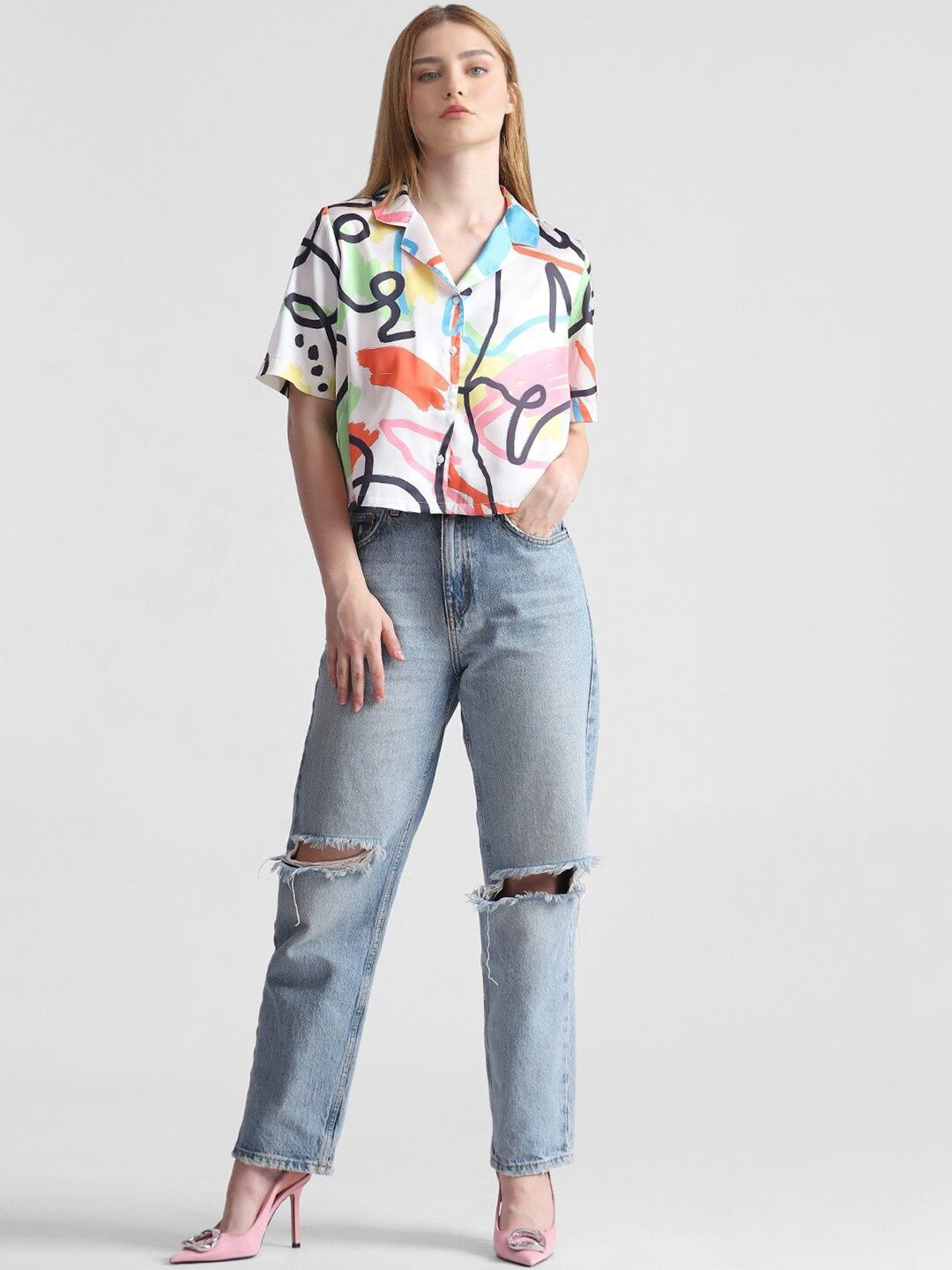 

Ekta Textiles Women Floral Opaque Printed Casual Shirt, Beige