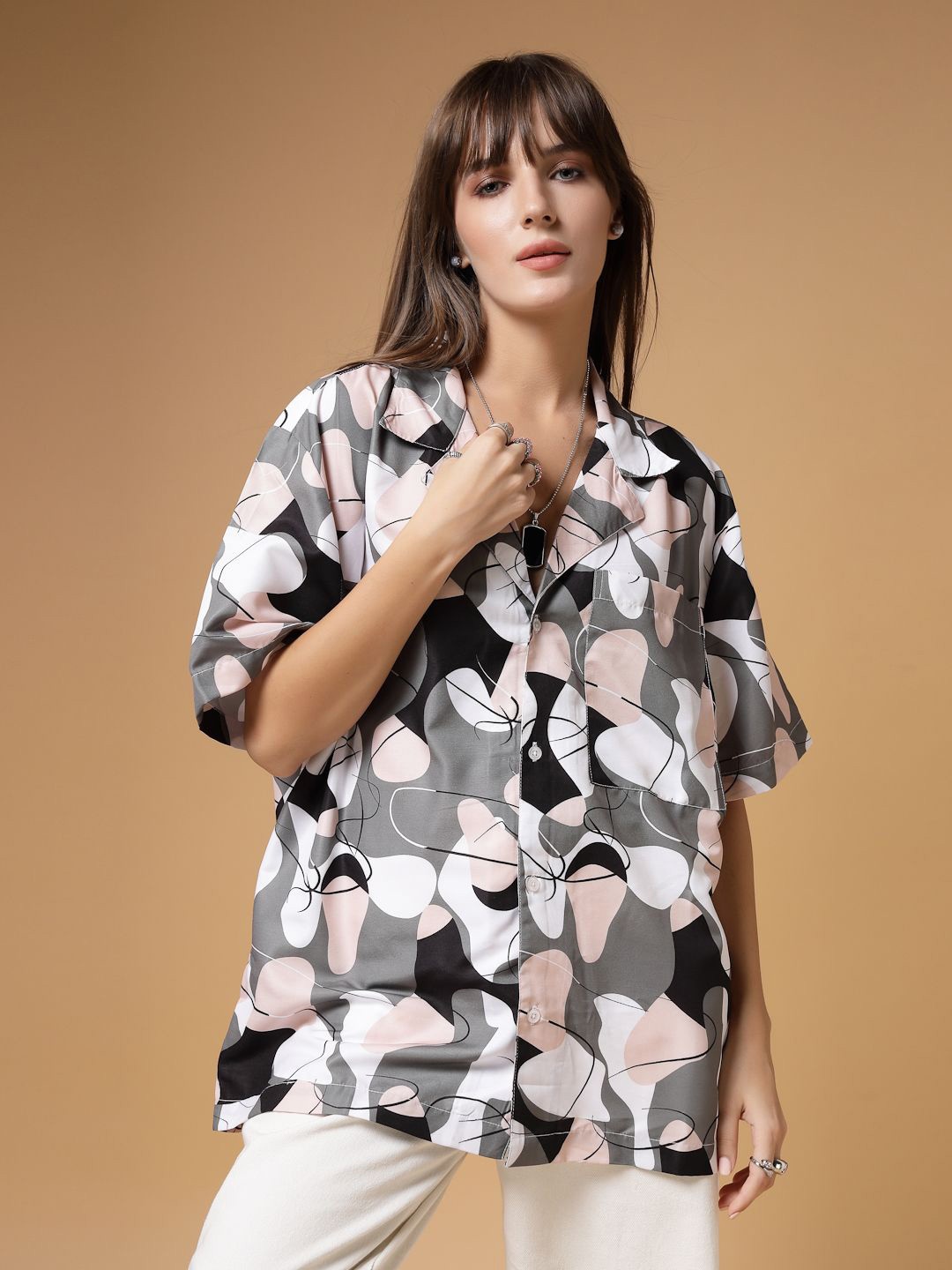 

VESTIDO MODAS Unisex Opaque Printed Casual Shirt, Green