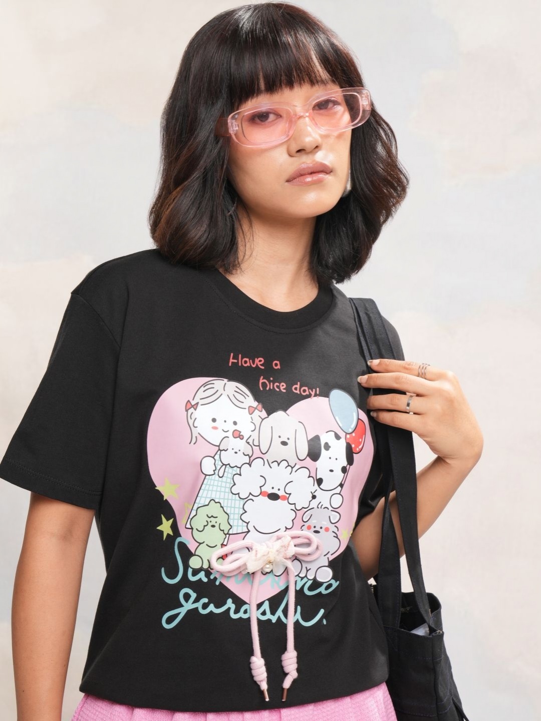 

Street By Tokyo Talkies Women Printed Cut Outs T-shirt, Black