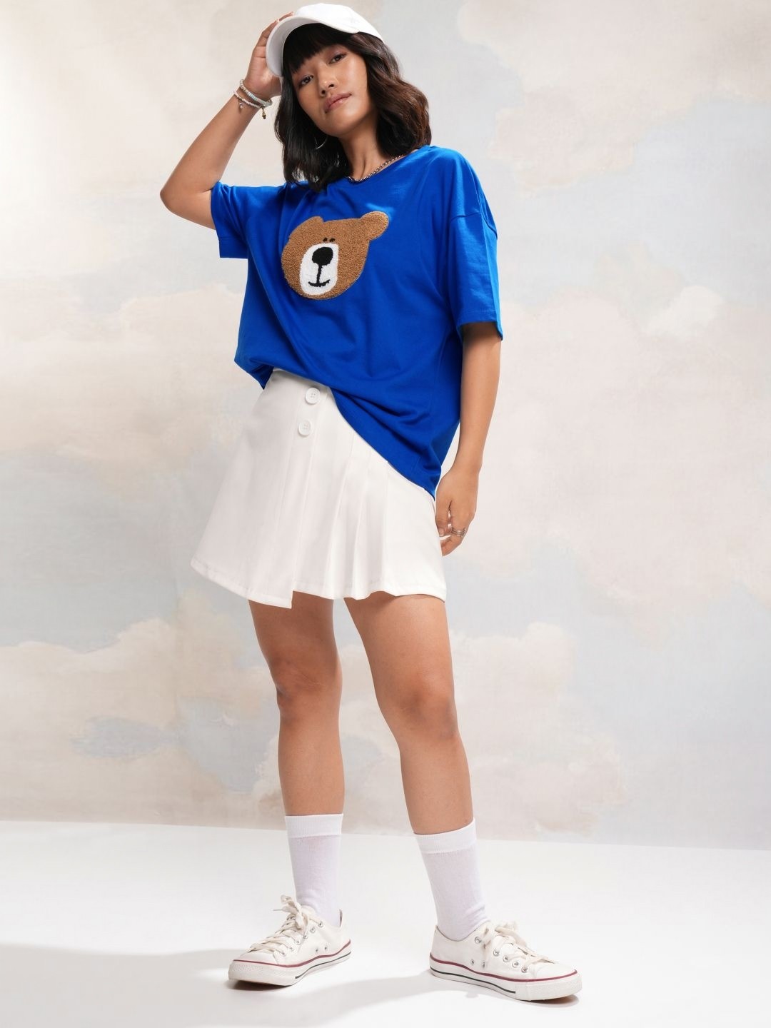 

Street By Tokyo Talkies Women Applique Boxy T-shirt, Blue