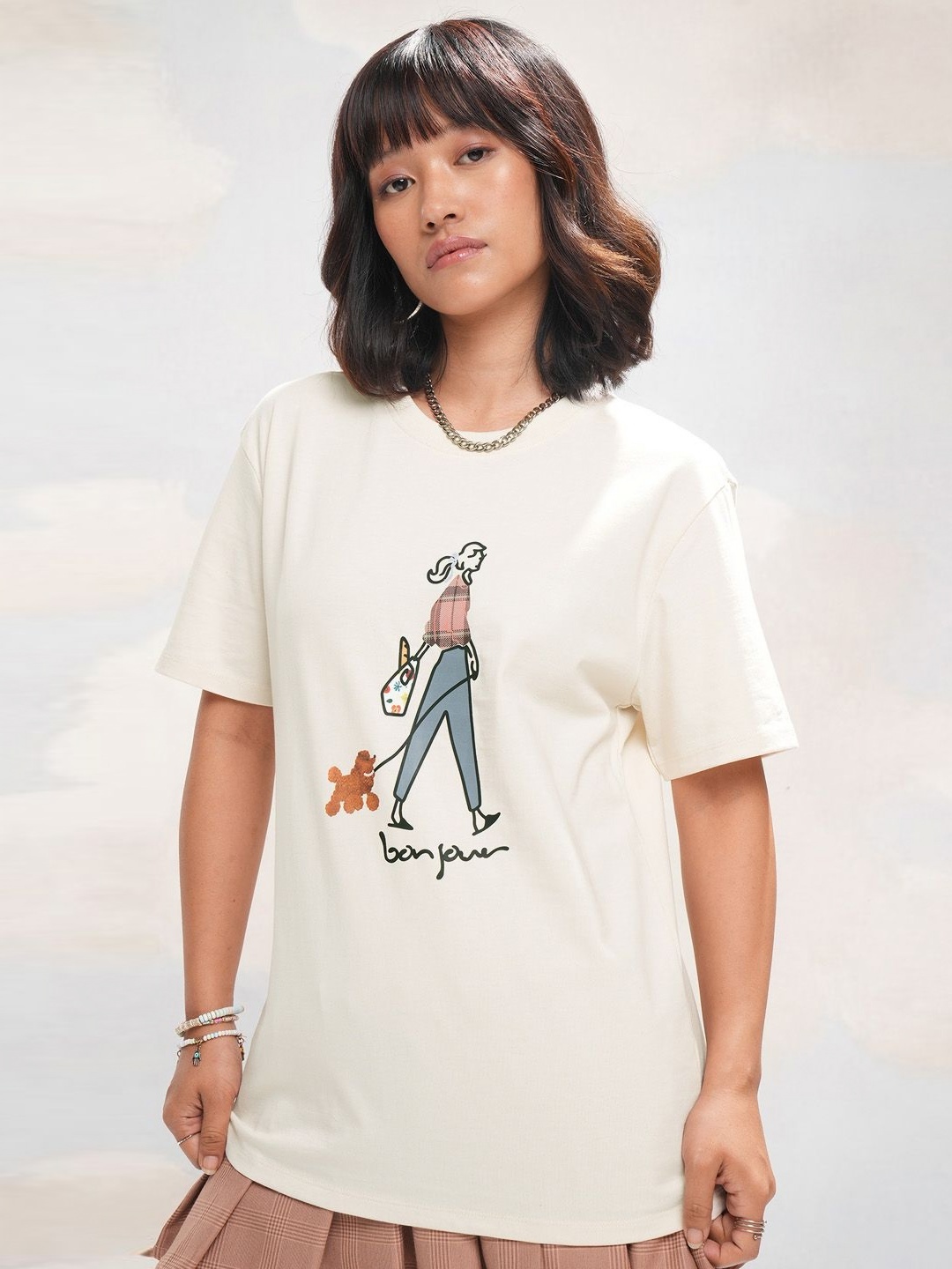 

Street By Tokyo Talkies Women Printed T-shirt, Off white