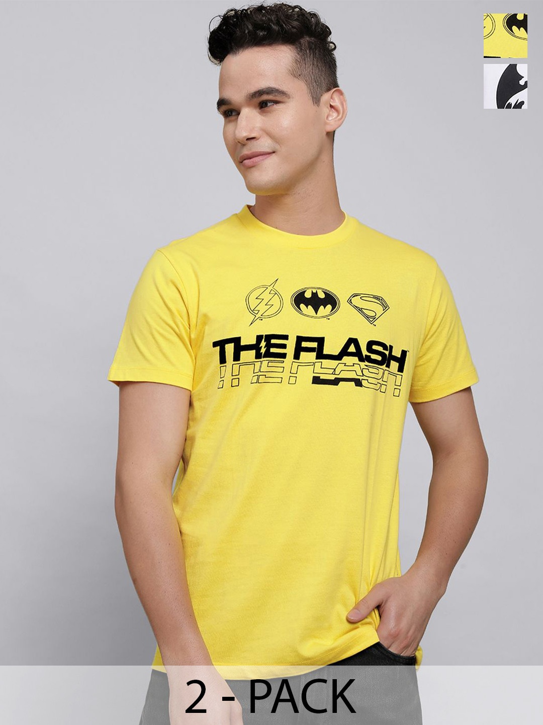 

Free Authority Pack Of 2 Dc Comics Printed Pure Cotton Relaxed-Fit T-Shirts, Yellow