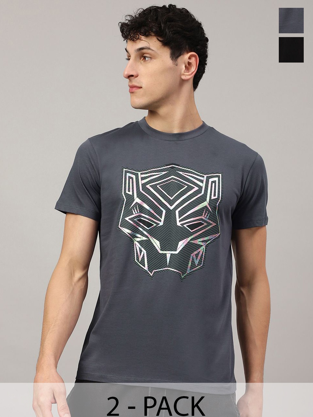 

Free Authority Pack Of 2 Avengers Printed Pure Cotton Relaxed-Fit T-Shirts, Black