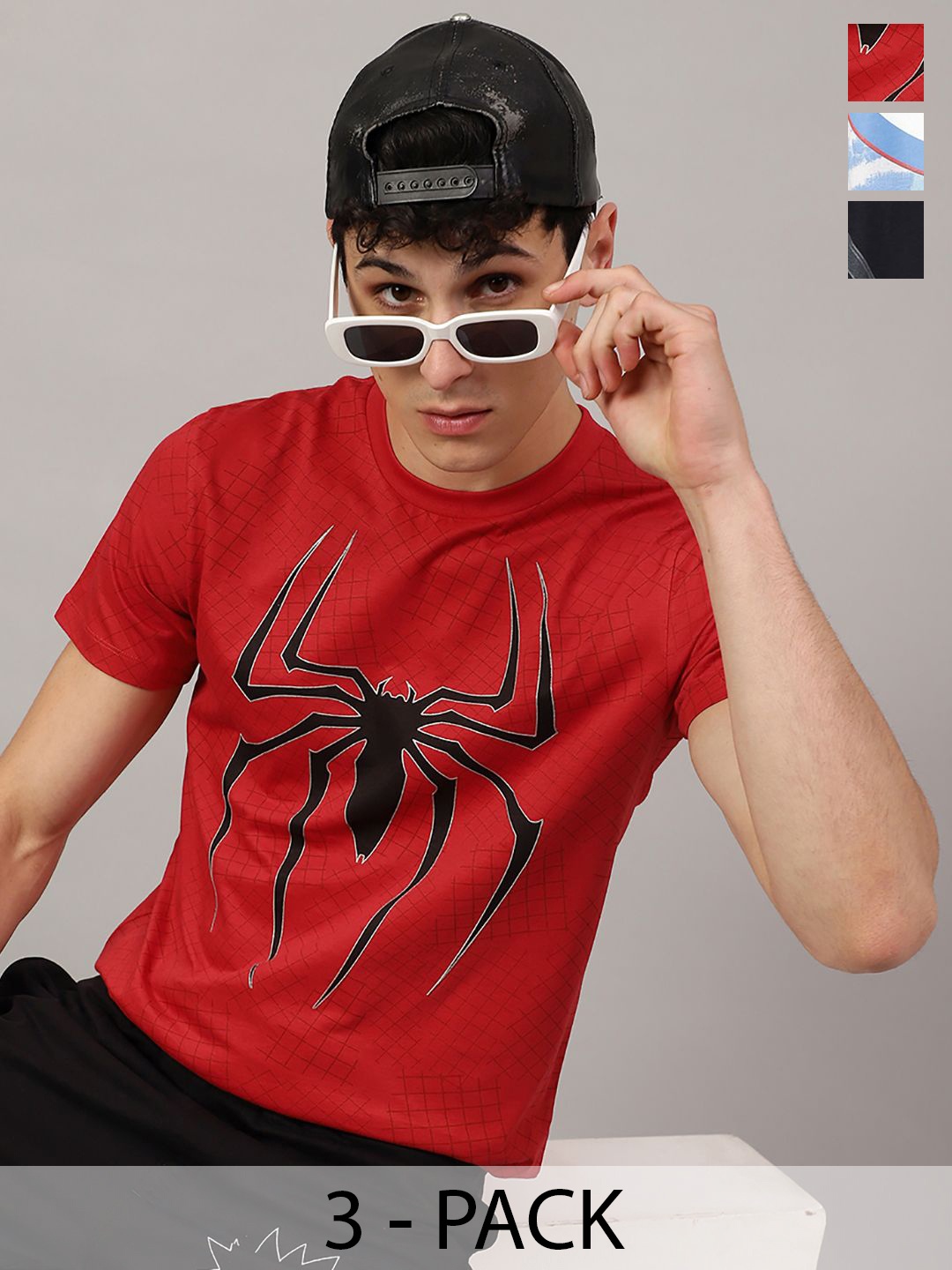 

Free Authority Pack Of 3 Avengers Printed Pure Cotton Relaxed-Fit T-Shirts, Red