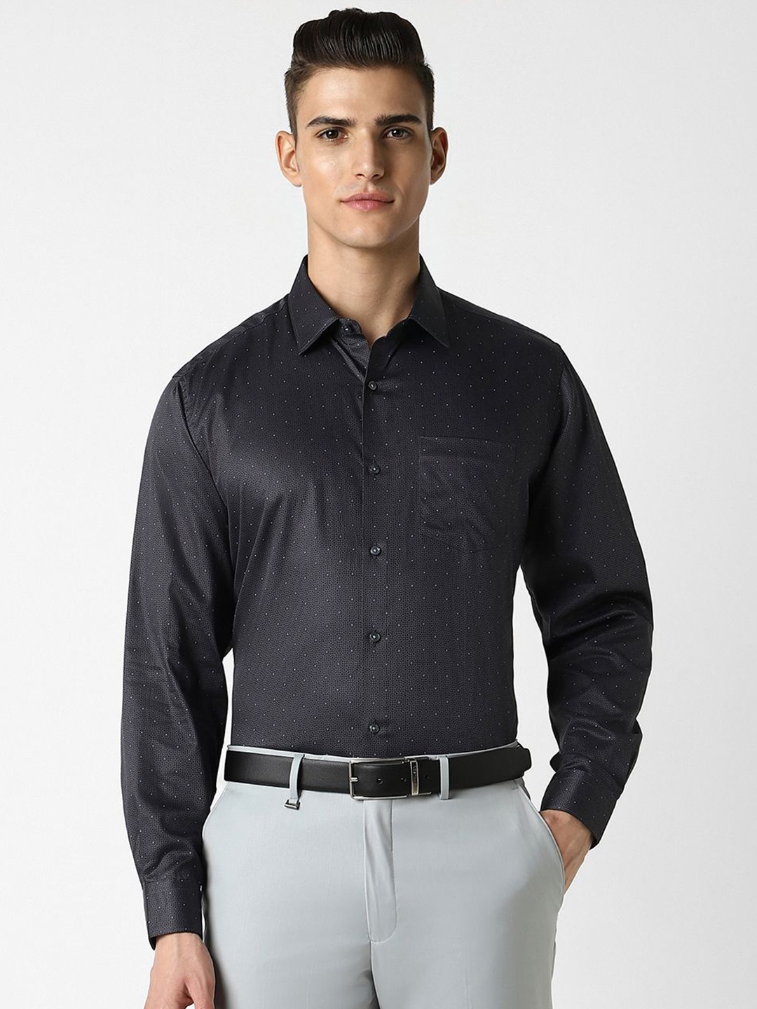 

Van Heusen Men Opaque Printed Party Shirt, Black
