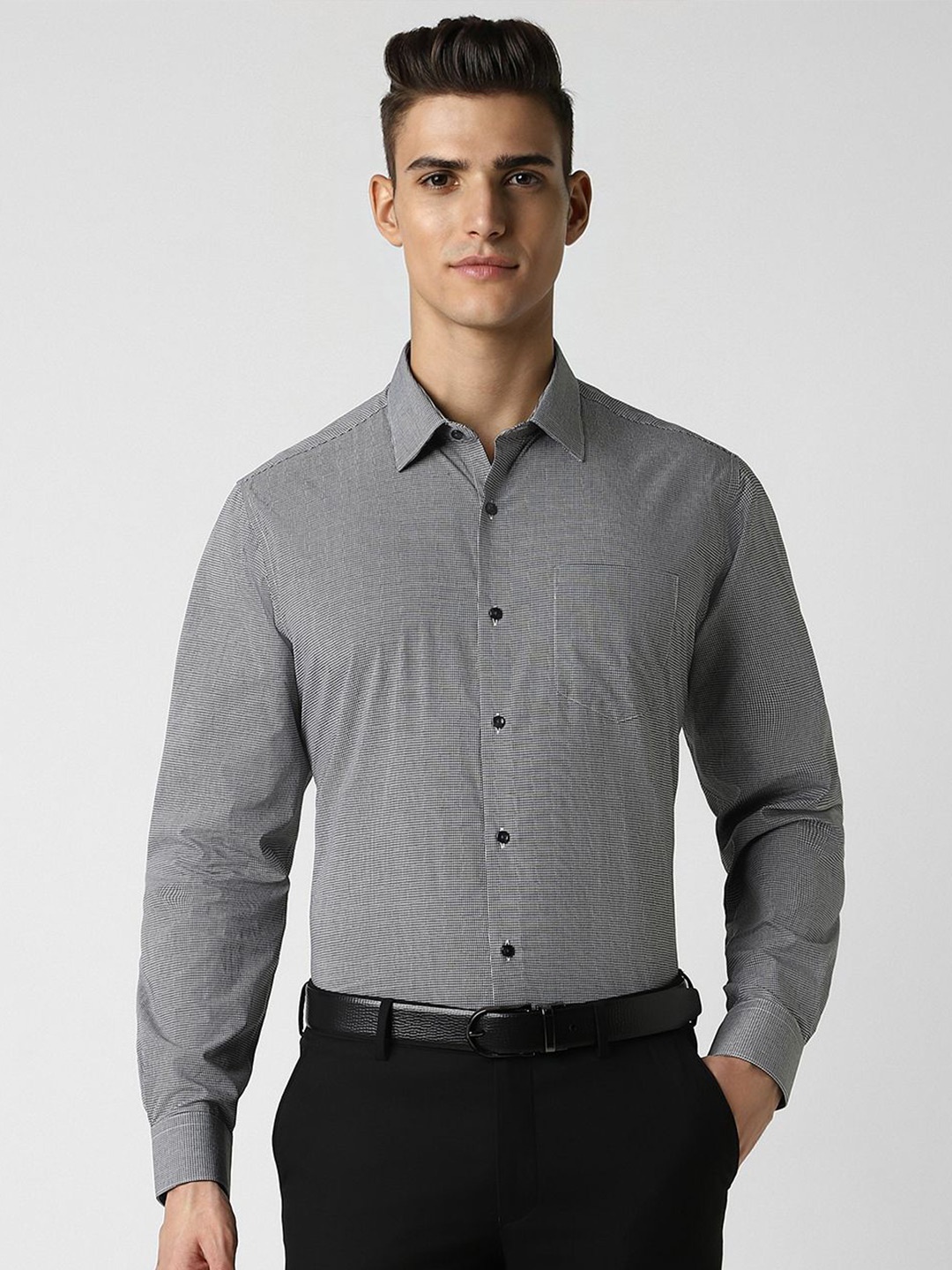 

Van Heusen Men Opaque Printed Party Shirt, Grey