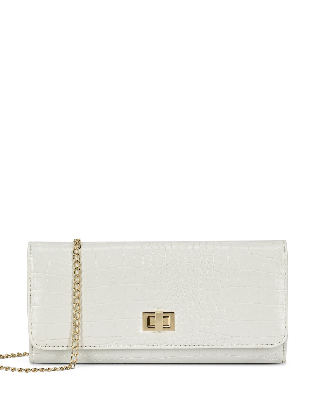 

Lavie Textured Foldover Clutch, White