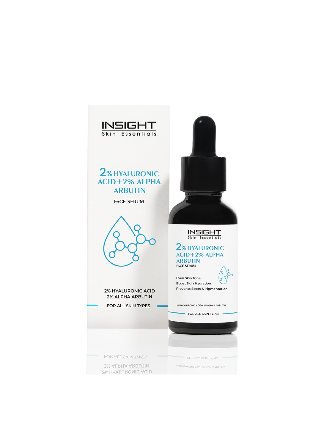 

Insight Cosmetics 2% Hyaluronic Acid + 2% Alpha Arbutin Face Serum For Even Skin Tone-30ml, White