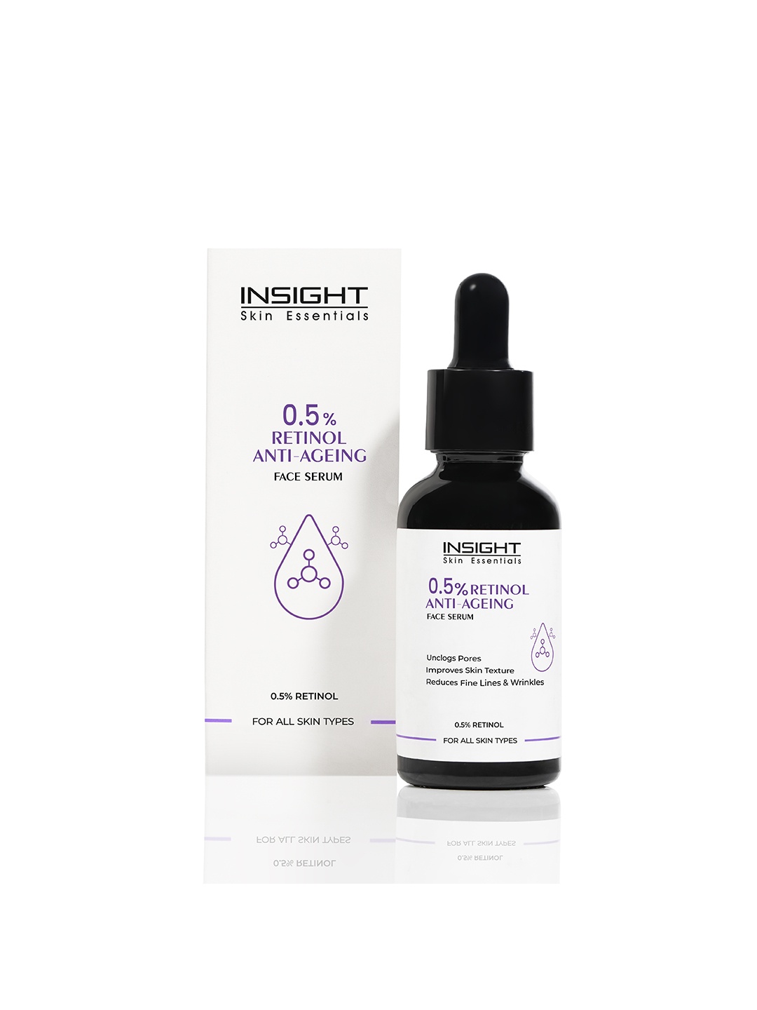 

Insight Cosmetics 0.5% Retinol Anti-Ageing Face Serum To Improve Skin texture - 30ml, White