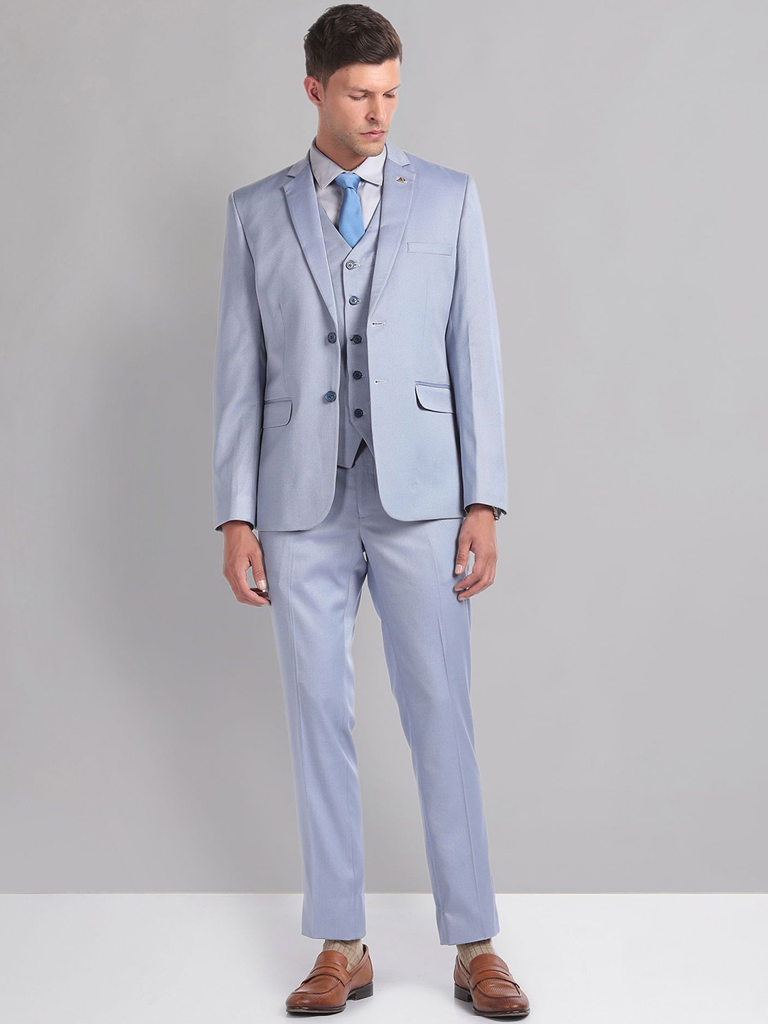 

AD By Arvind Men Reversible Waistcoat Single-Breasted Three Piece Suit, Blue