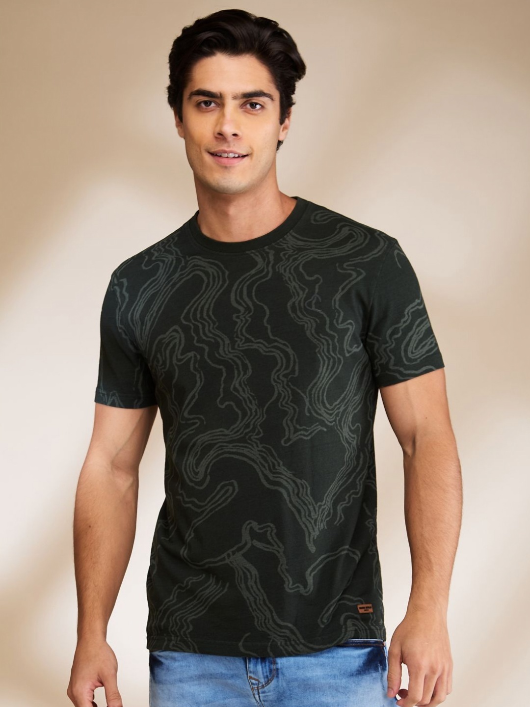 

Being Human Men Printed Raw Edge T-shirt, Green