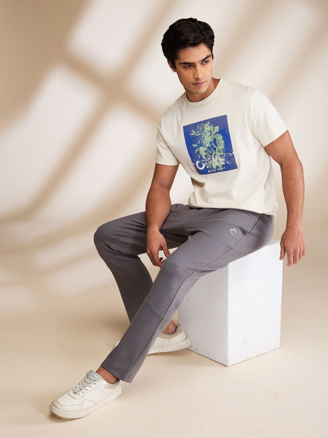 

Being Human Men Typography Printed Applique T-shirt, White