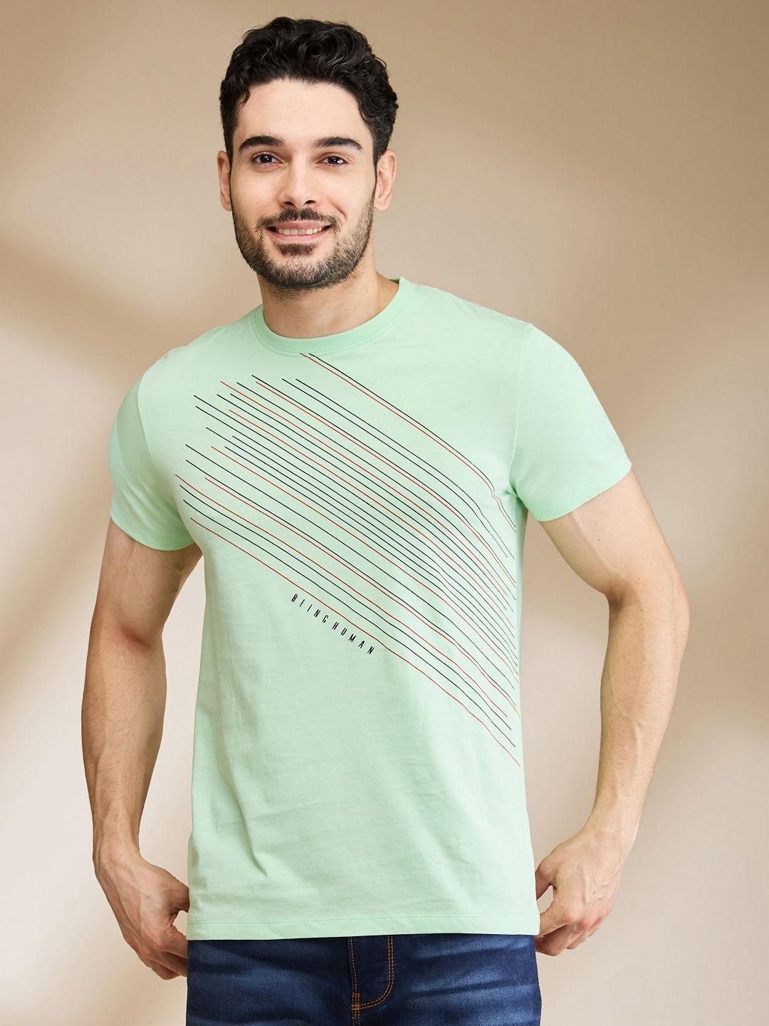 

Being Human Men Printed Pockets T-shirt, Green