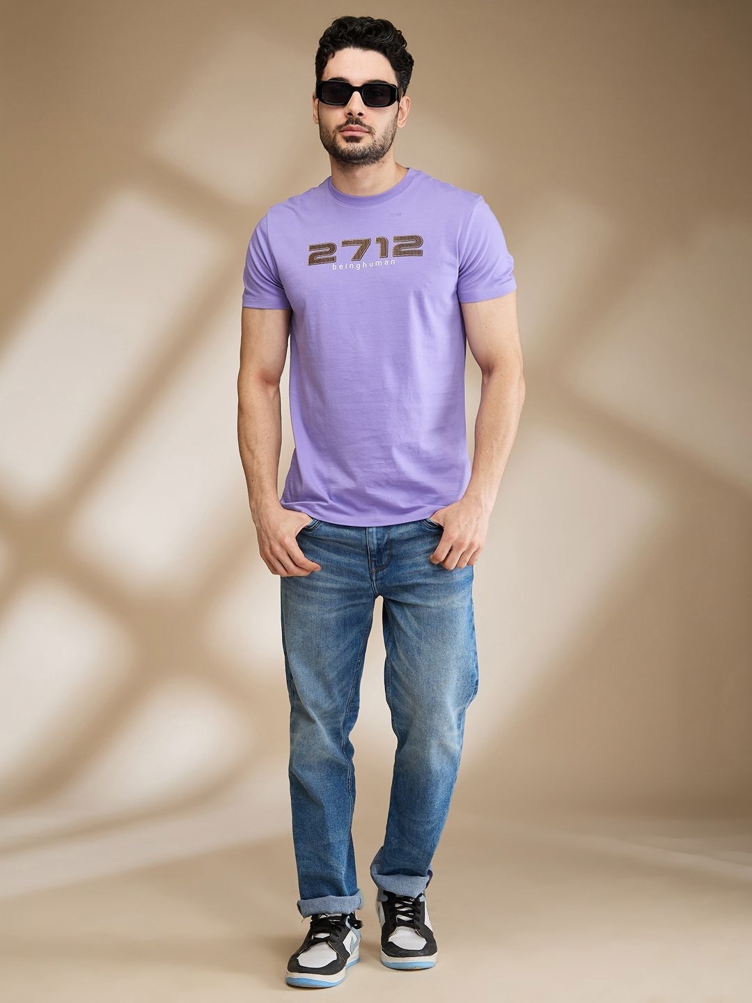 

Being Human Men Printed Applique T-shirt, Purple