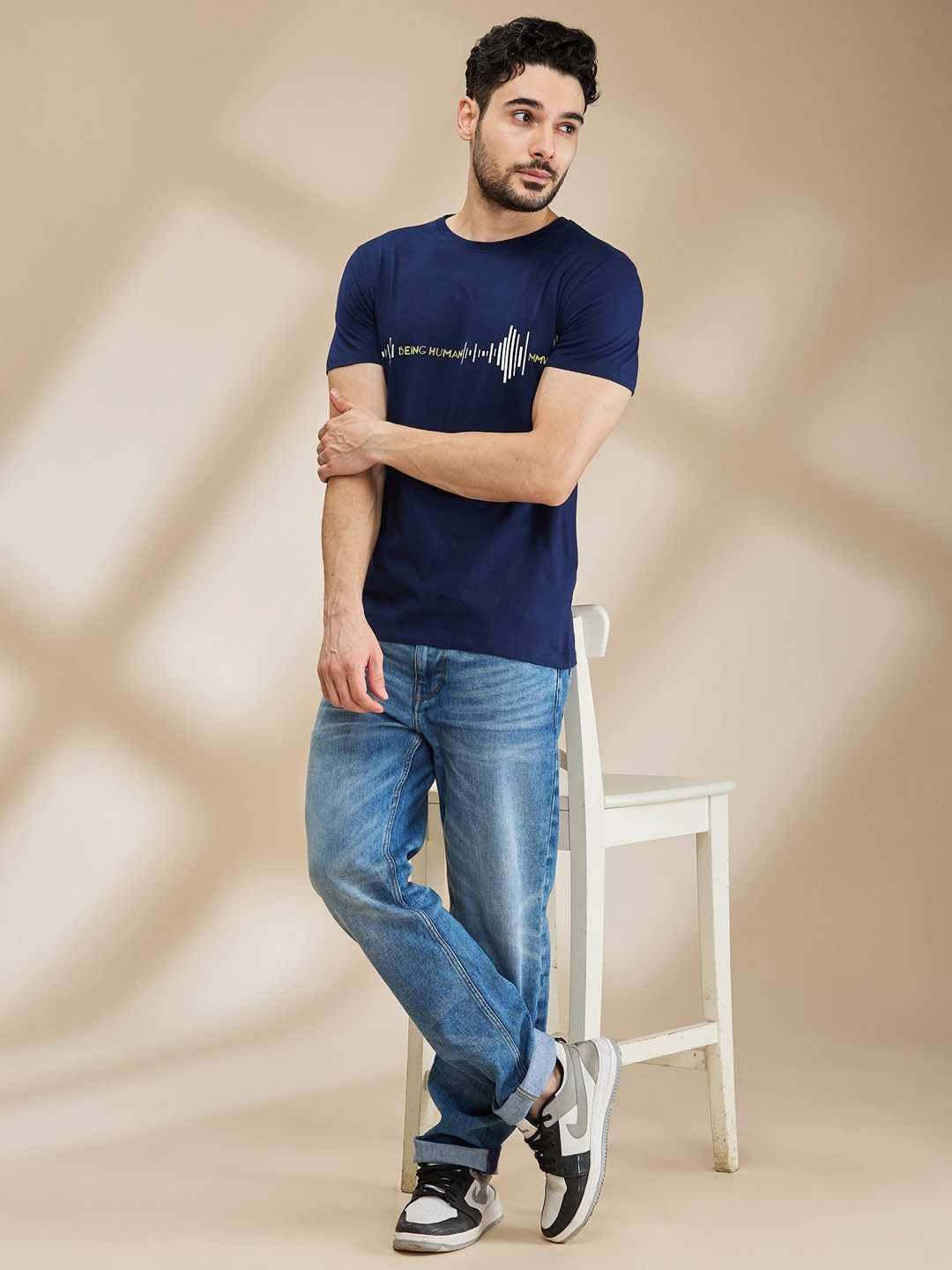 

Being Human Men Typography Printed T-shirt, Blue