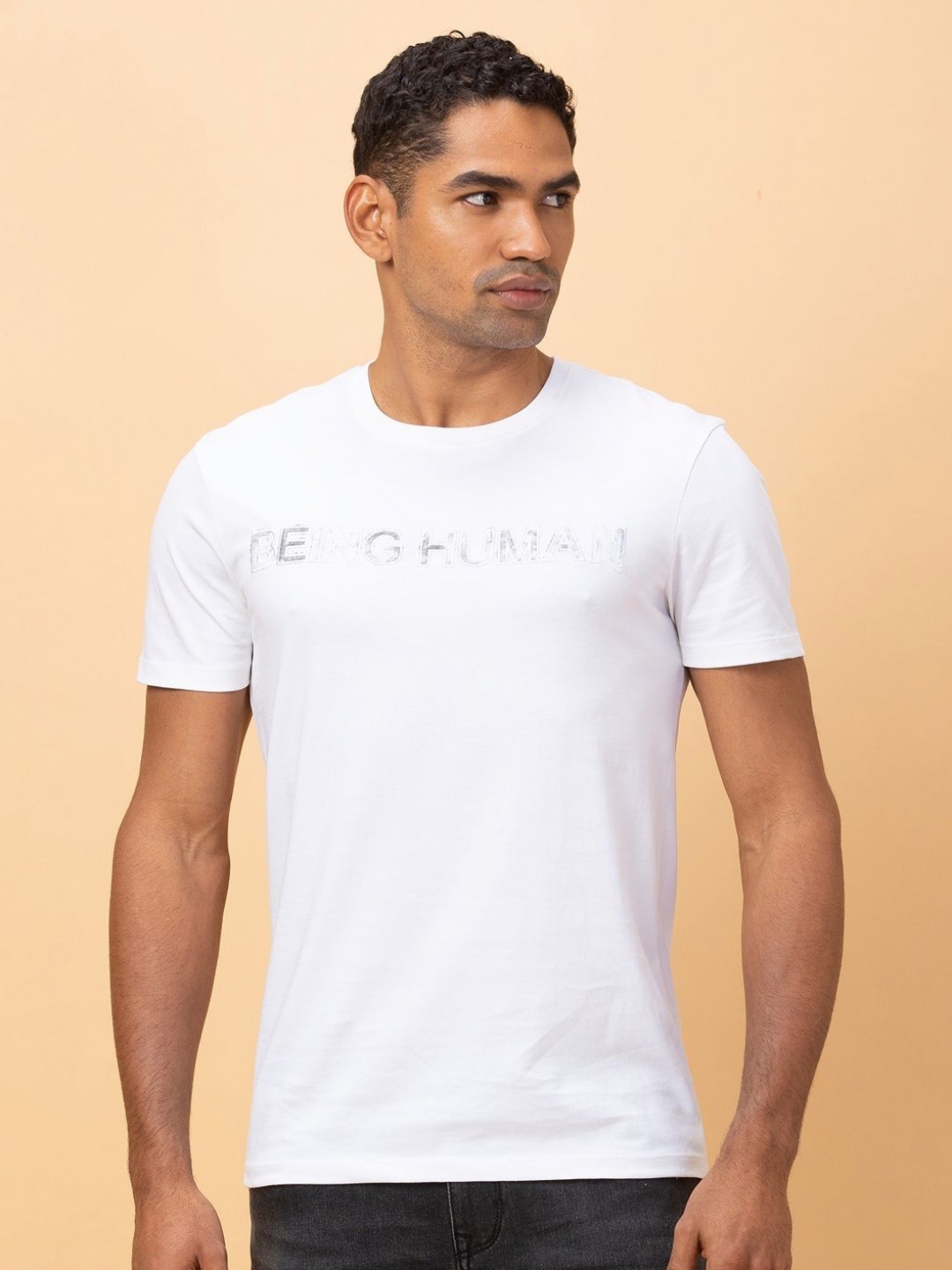 

Being Human Men Typography Printed Slim Fit T-shirt, White