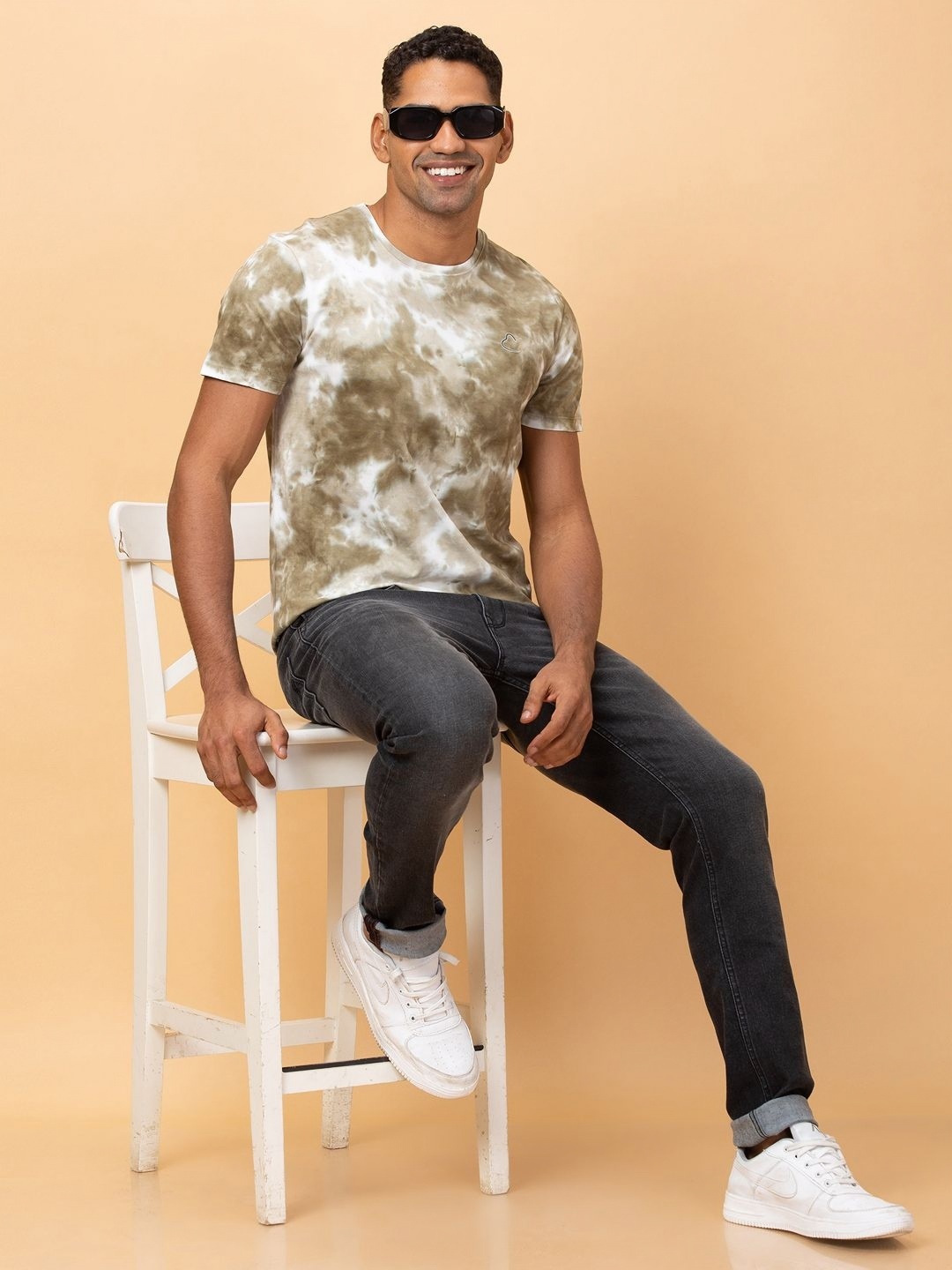 

Being Human Men Dyed Raw Edge Slim Fit T-shirt, Green