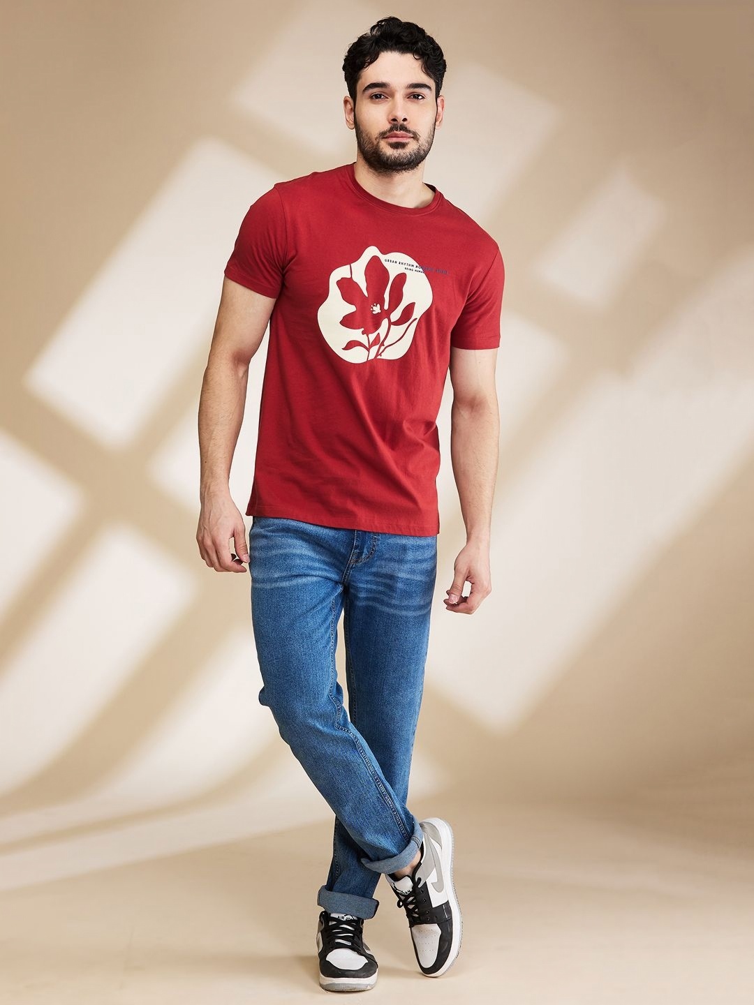 

Being Human Men Printed Applique T-shirt, Orange