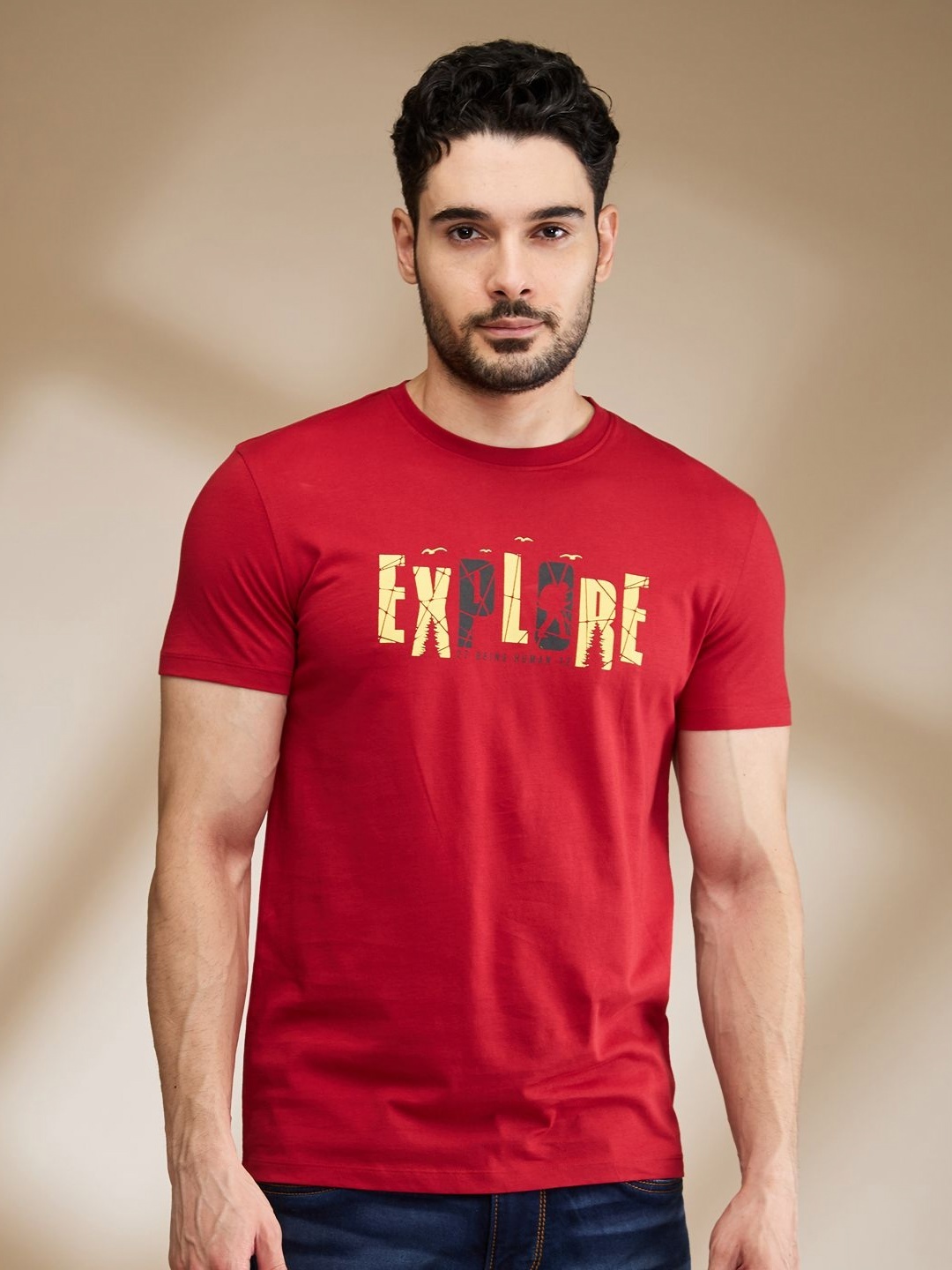 

Being Human Men Typography Printed T-shirt, Red