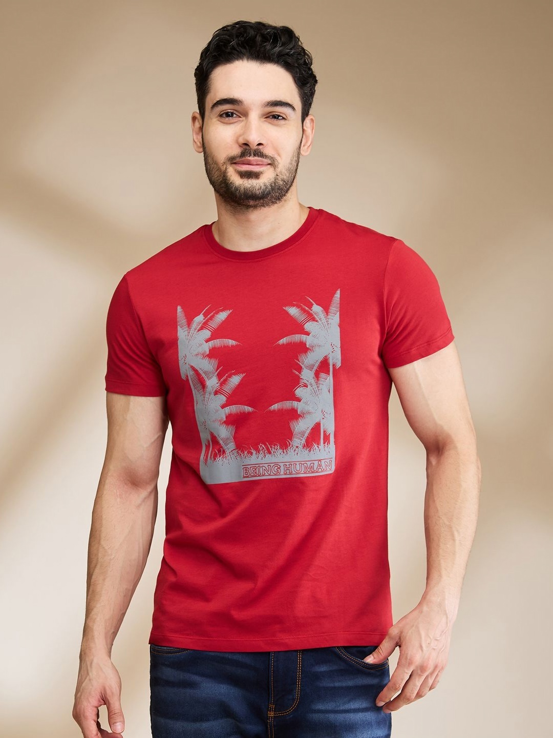 

Being Human Men Printed T-shirt, Red