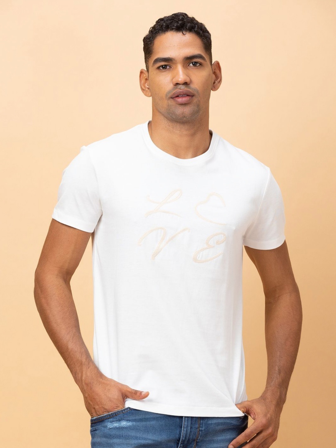 

Being Human Men Printed Raw Edge T-shirt, White