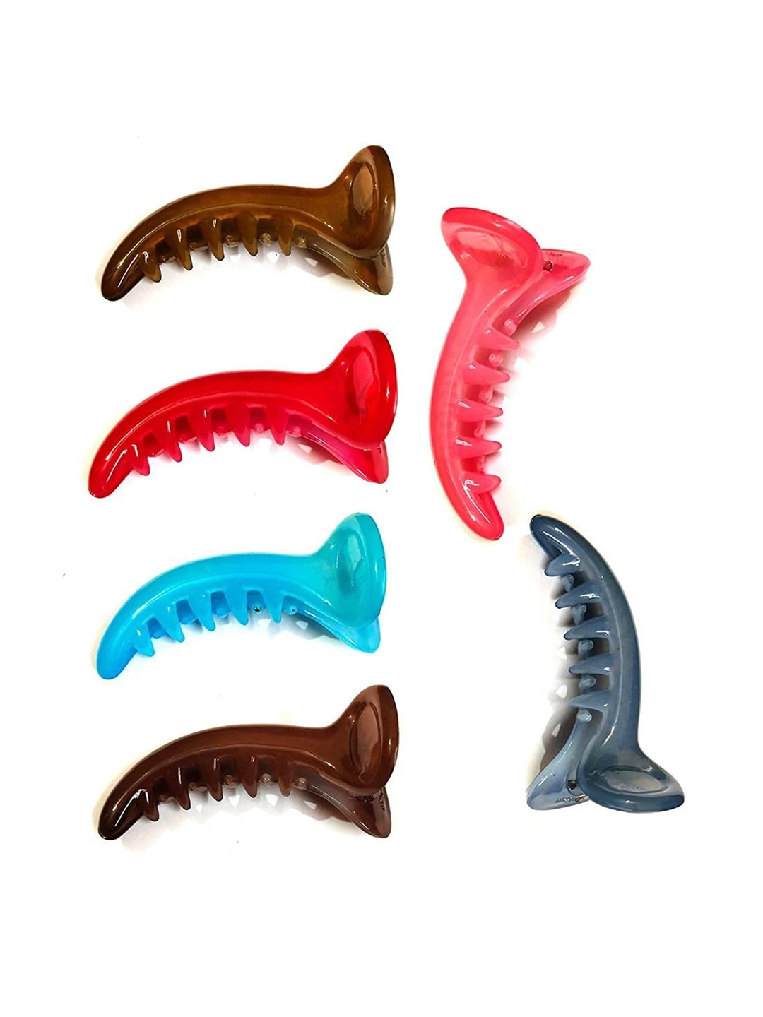 

DN Creation Women Set of 6 Banana Clip, Red
