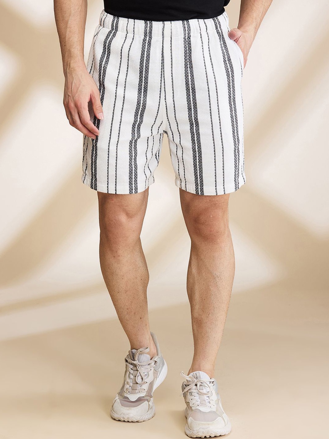 

Being Human Men Striped Slim Fit Technology Shorts, Grey