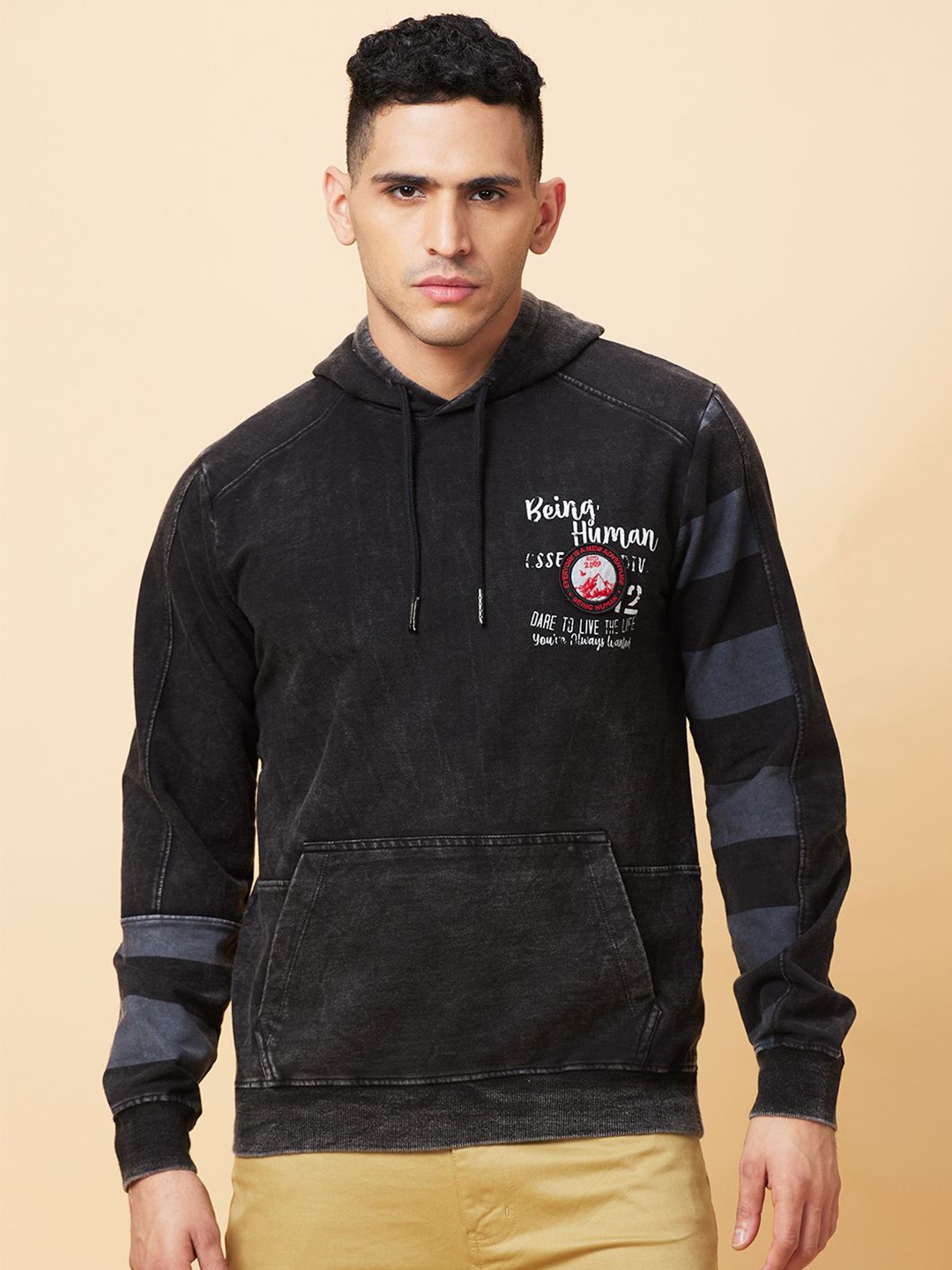 

Being Human Printed Hooded Sweatshirts, Black