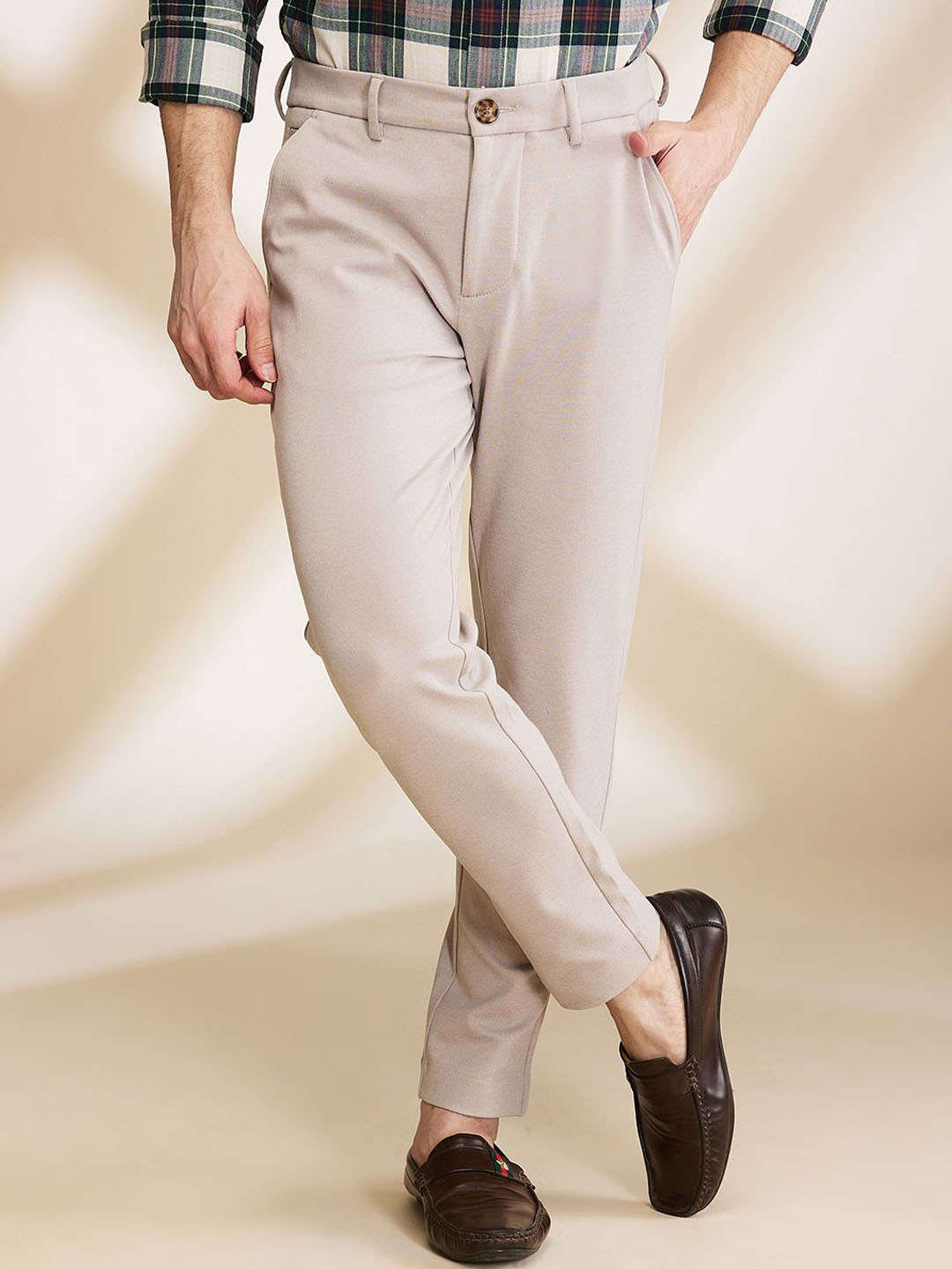 

Being Human Men Mid-Rise Trouser, Beige