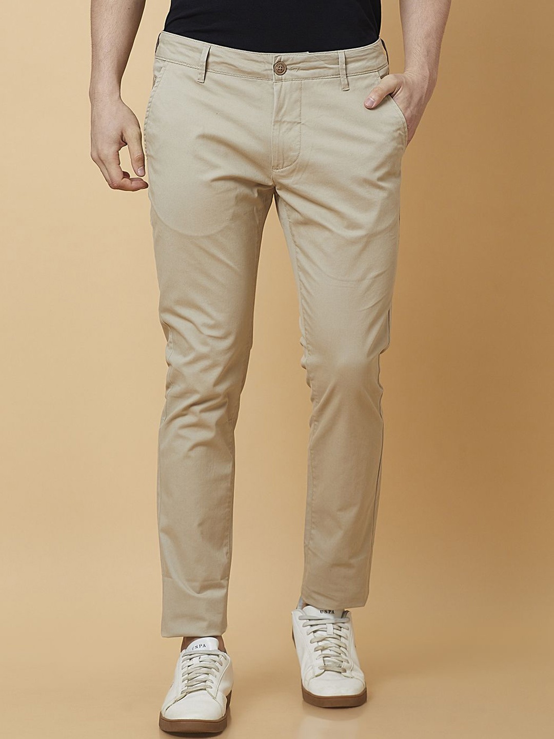 

Being Human Men Slim Fit Chinos Trousers, Beige