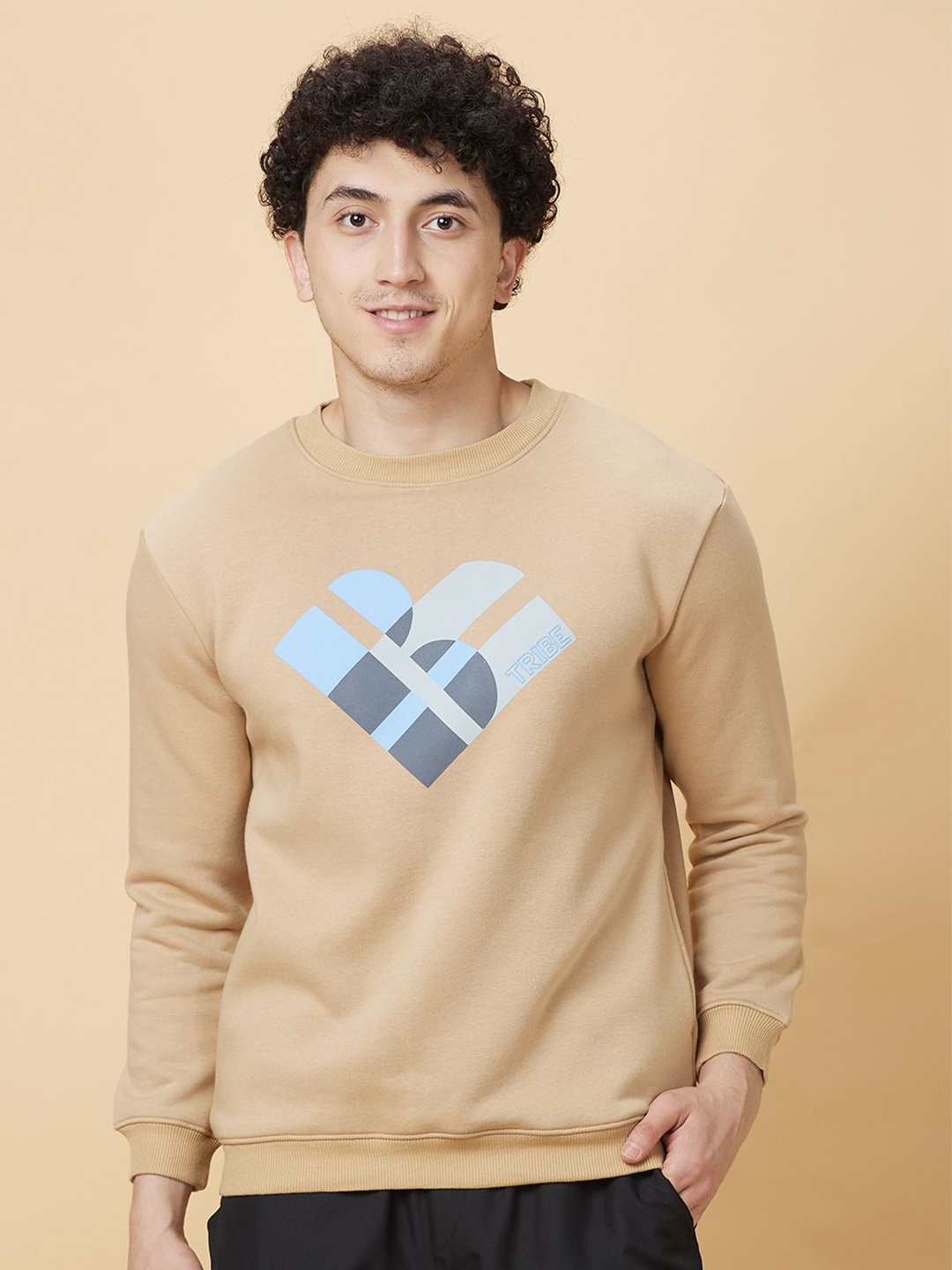 

Being Human Men Printed Sweatshirt, Beige