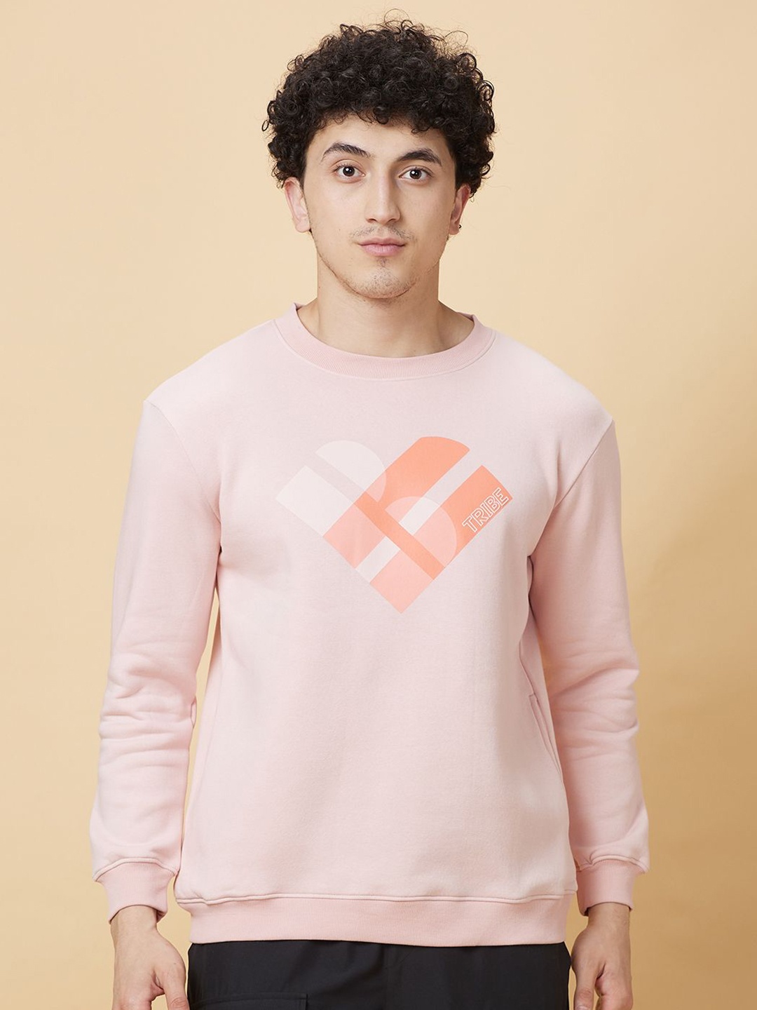 

Being Human Men Printed Sweatshirt, Pink