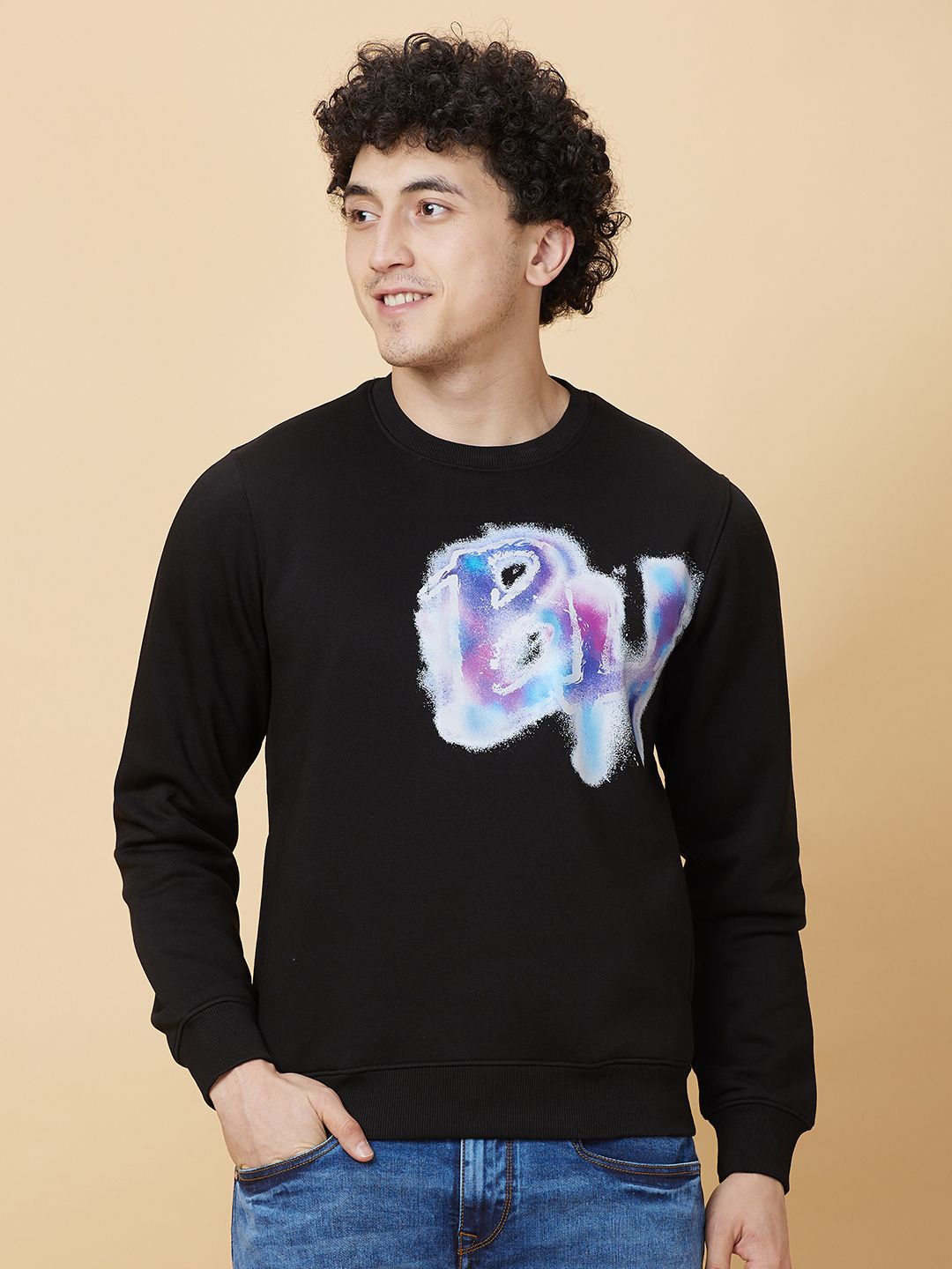 

Being Human Men Printed Sweatshirt, Black