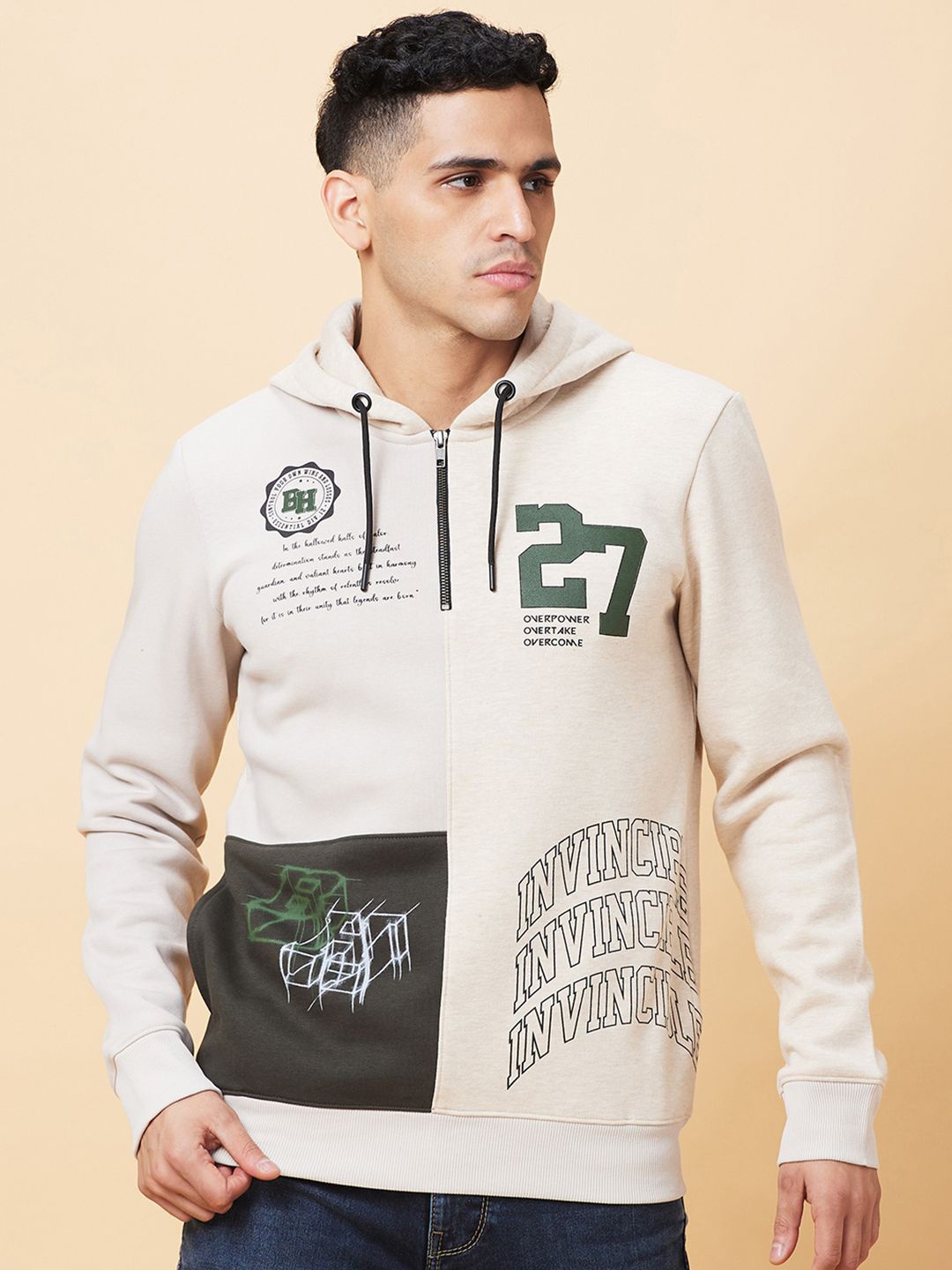 

Being Human Printed Hooded Sweatshirt, Grey