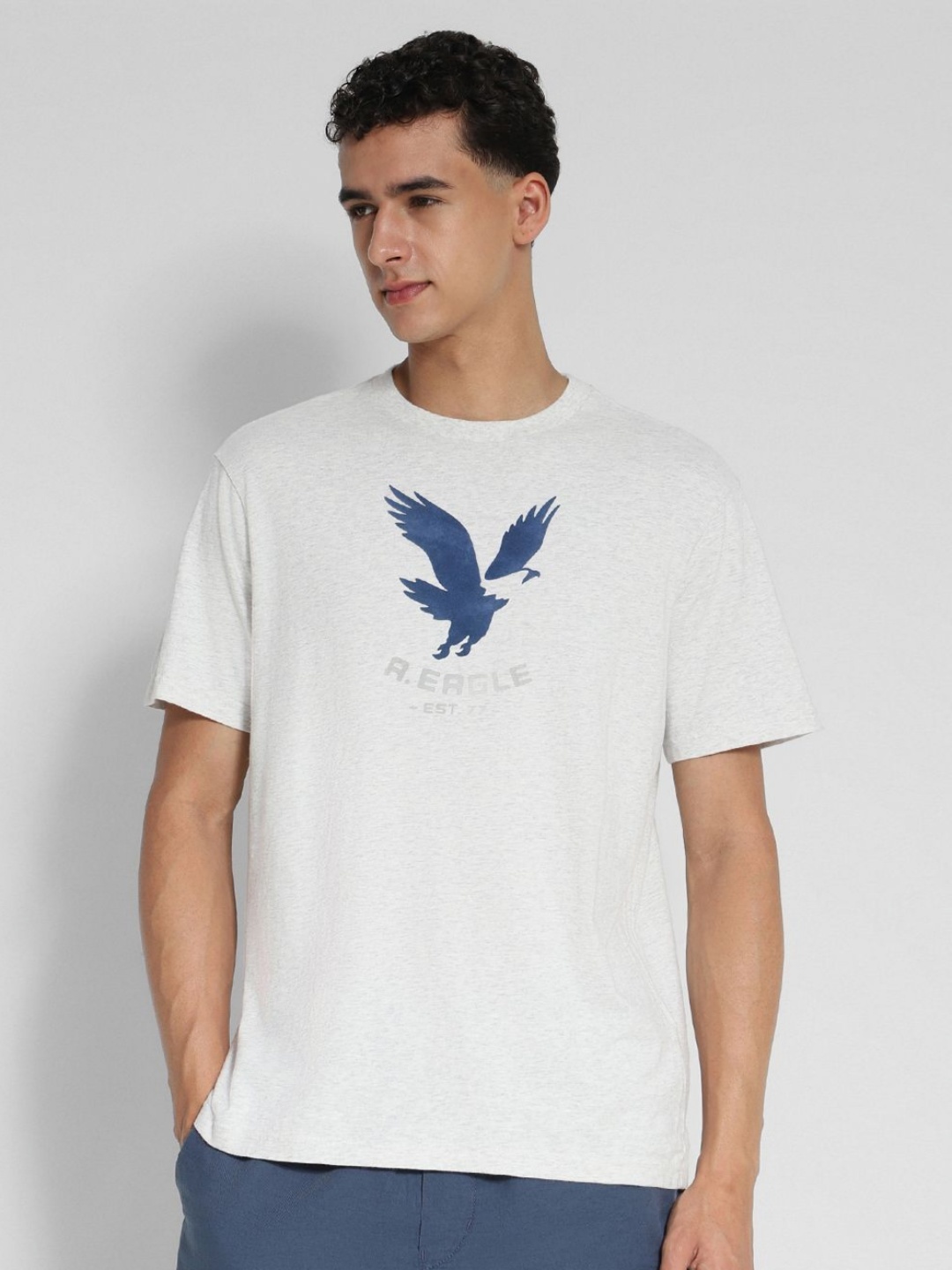 AMERICAN EAGLE OUTFITTERS Men Typography Printed Applique T-shirt, Grey