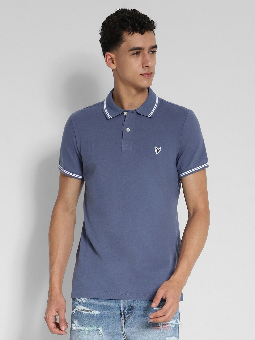 

AMERICAN EAGLE OUTFITTERS Men Polo Collar Slim Fit T-shirt, Blue