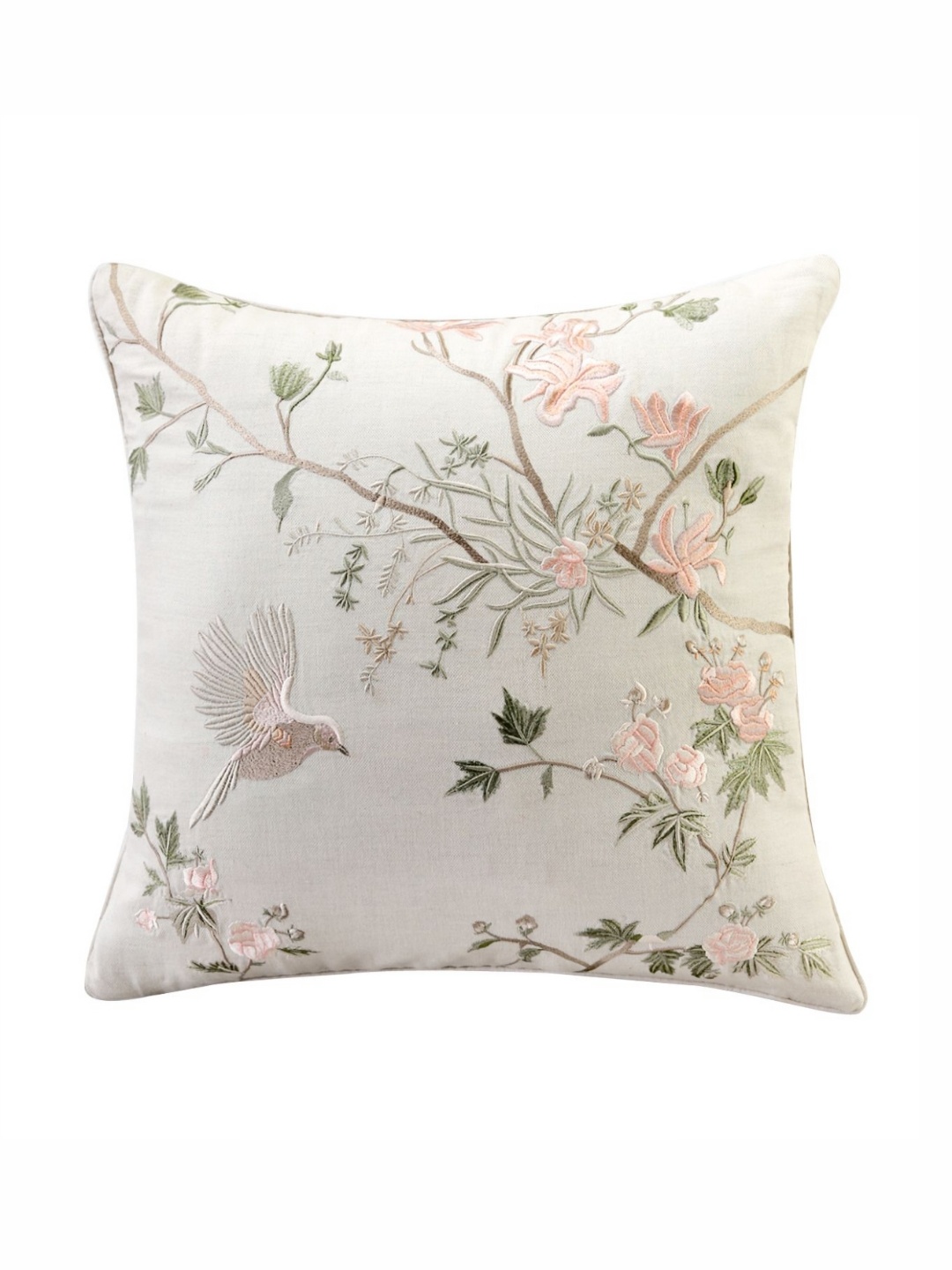 

Mirooh White Printed Square Cushion, Off white