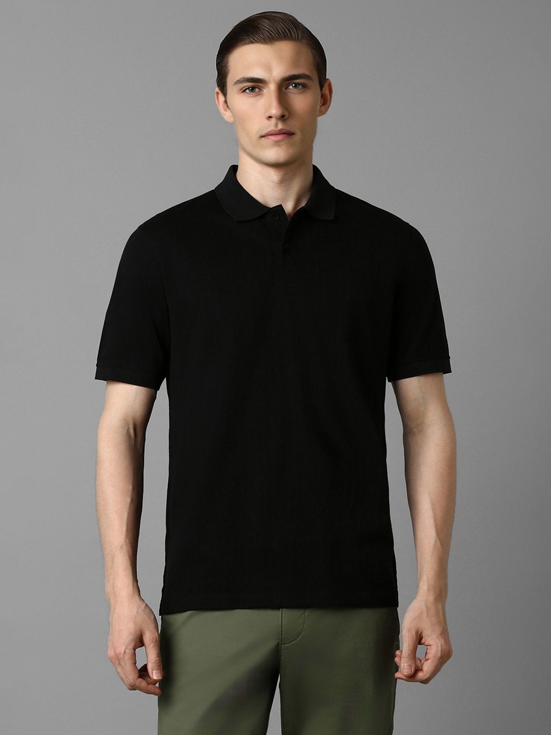 

Louis Philippe Men Polo Collar Pockets T-shirt, Black