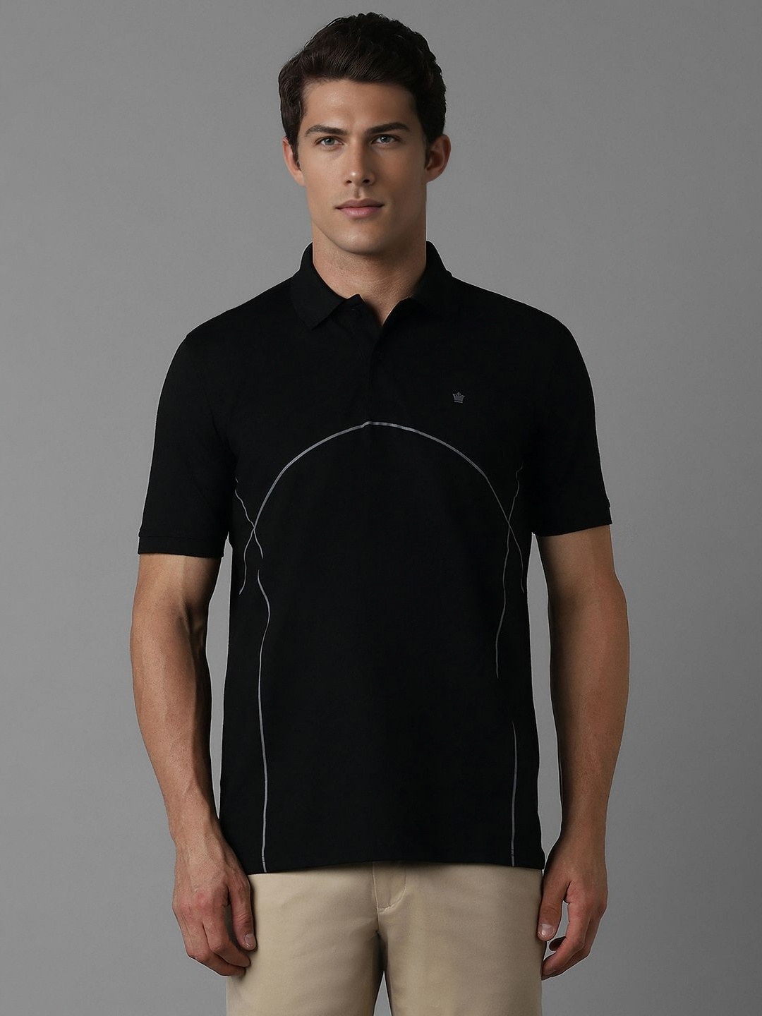 

Louis Philippe Men Polo Collar T-shirt, Black