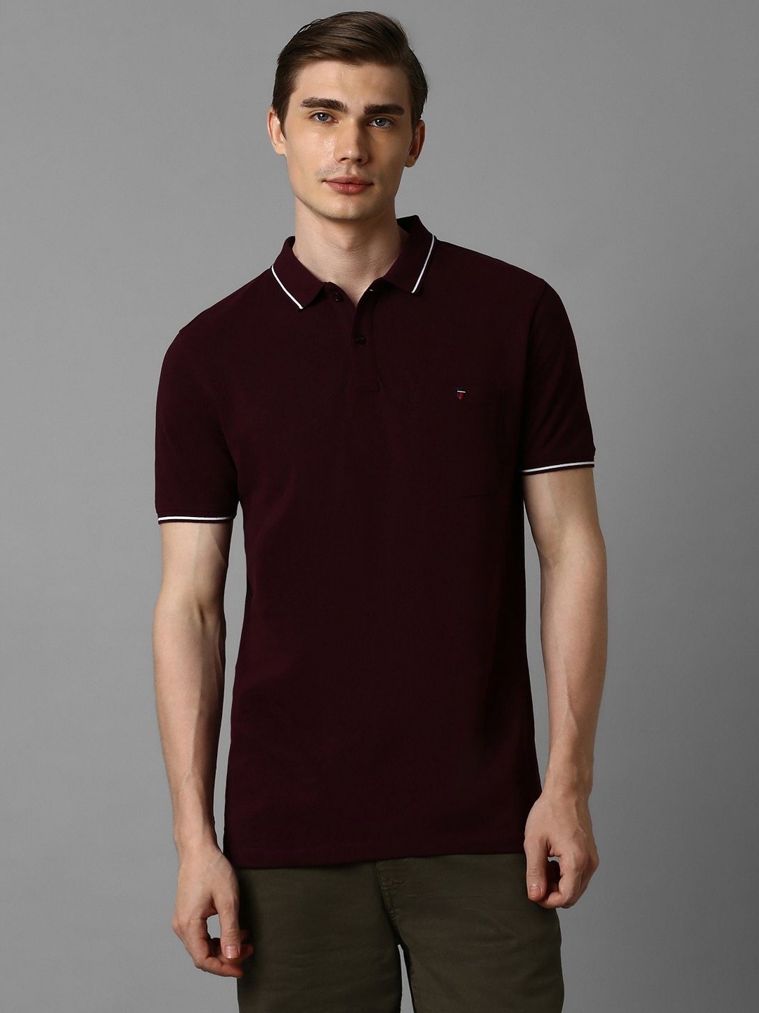 

Louis Philippe Jeans Men Polo Collar Slim Fit T-shirt, Maroon