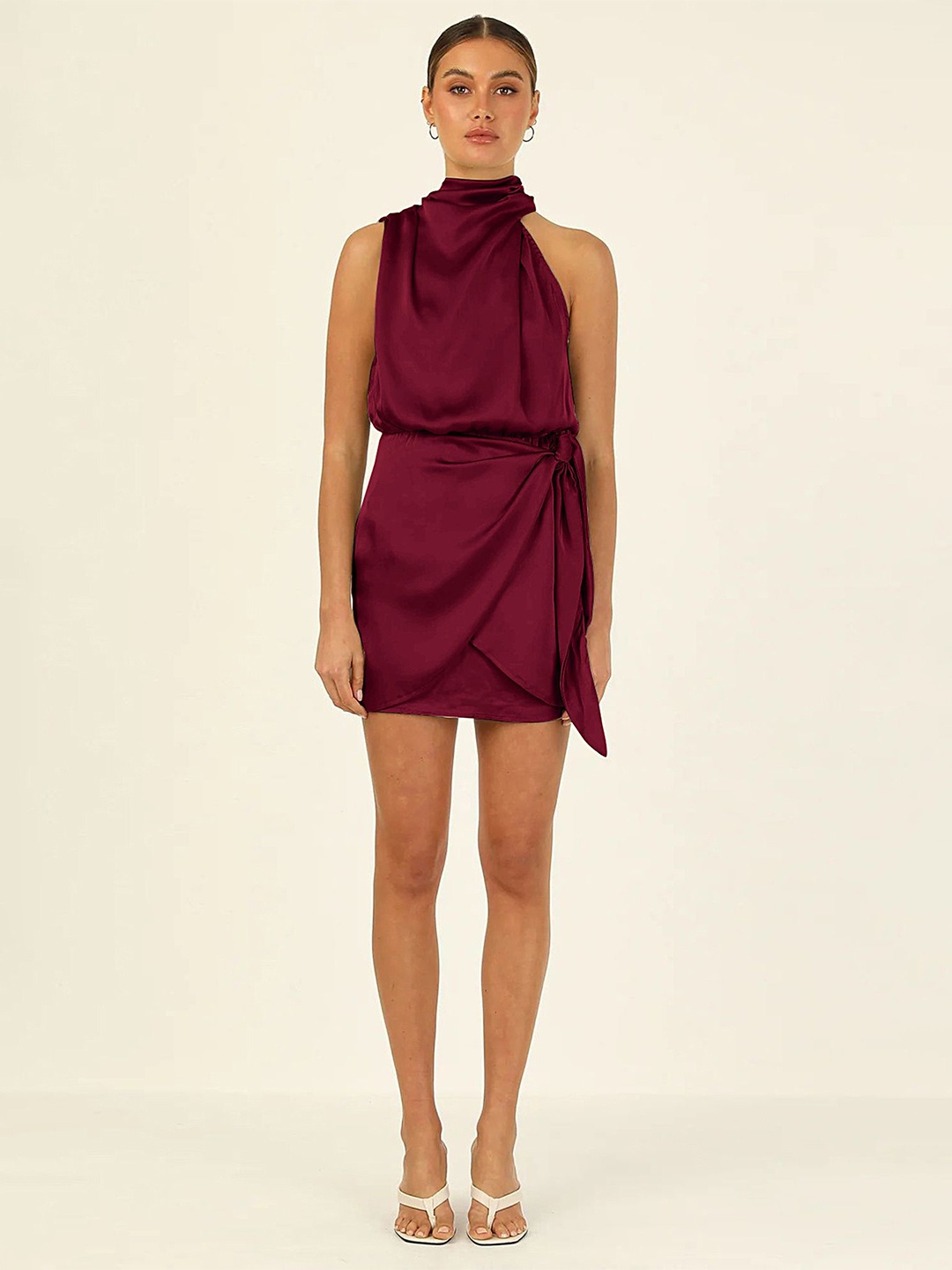 

LULU & SKY Halter Neck Sheath Dress, Burgundy