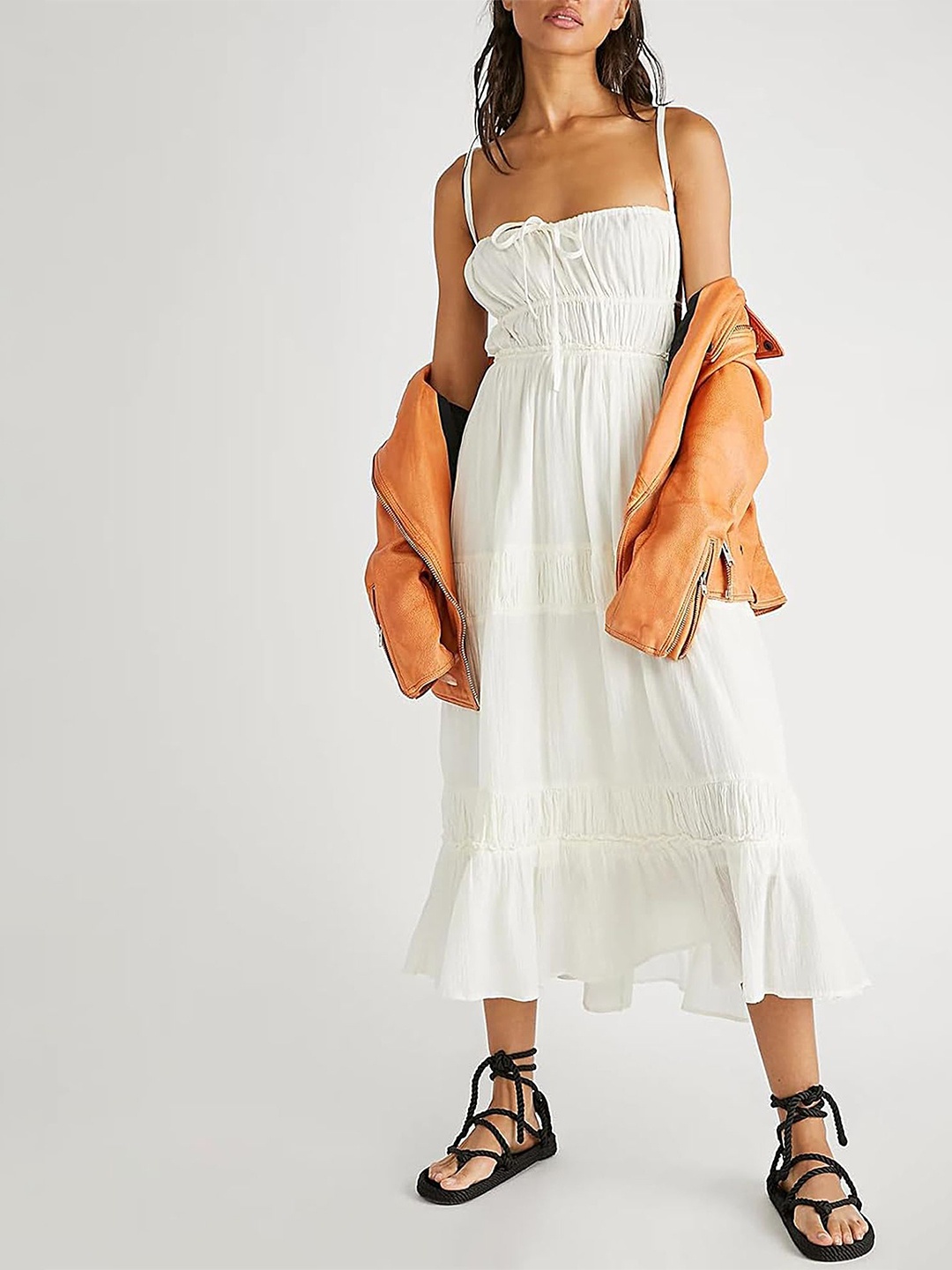 

LULU & SKY Off-Shoulder A-Line Midi Dress, White