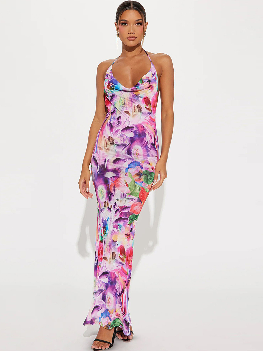 

LULU & SKY Floral Print Maxi Dress, Purple