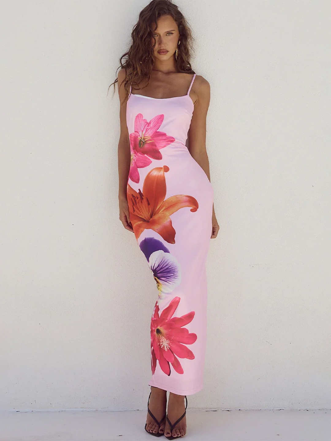 

LULU & SKY Floral Print Maxi Dress, Pink