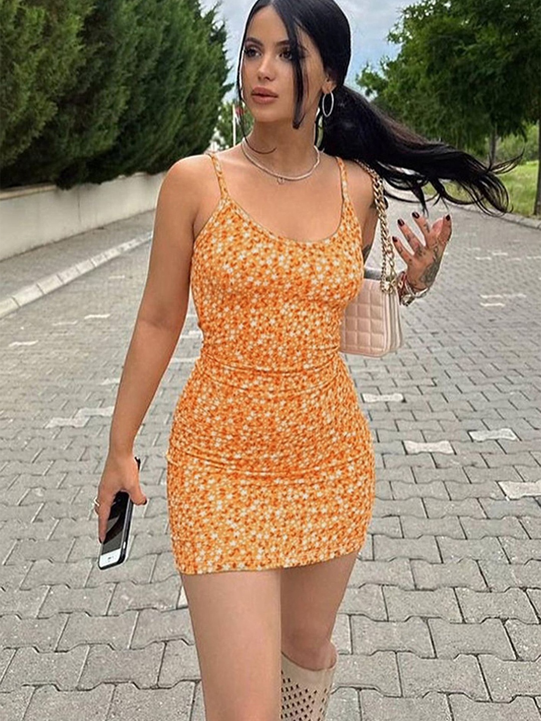 

LULU & SKY Animal Print Bodycon Dress, Orange