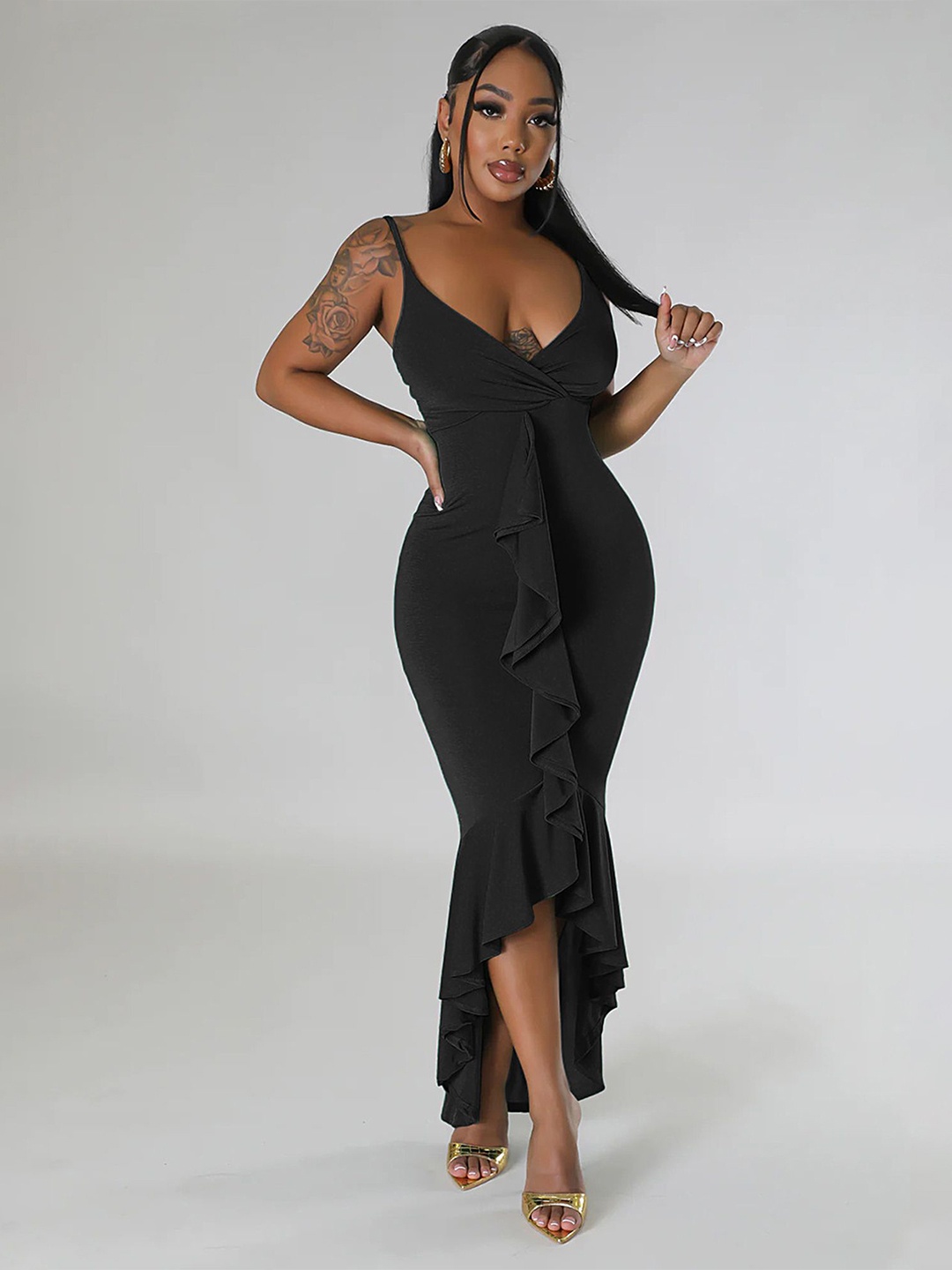 

LULU & SKY Bodycon Maxi Dress, Black