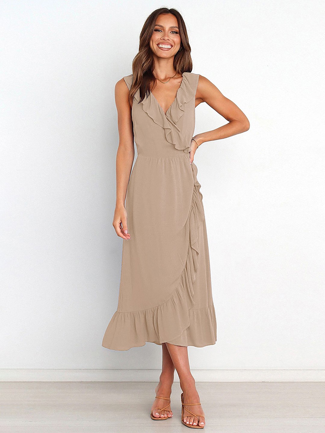 

LULU & SKY A-Line Midi Dress, Beige