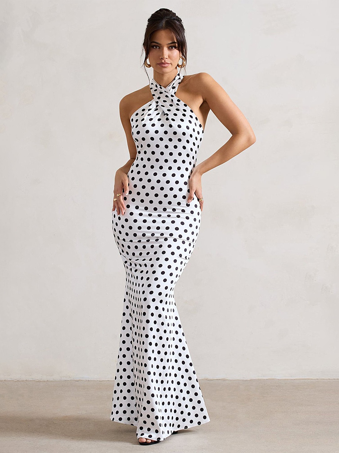 

LULU & SKY Polka Dot Print Maxi Dress, White